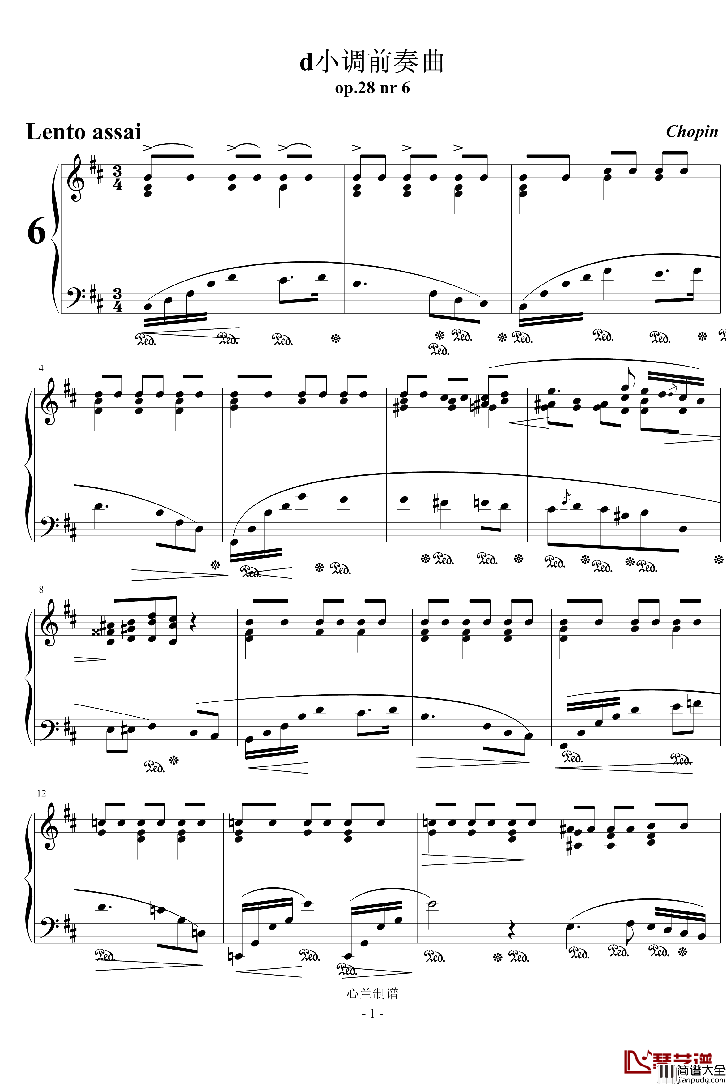 b小调前奏曲钢琴谱_肖邦_chopin