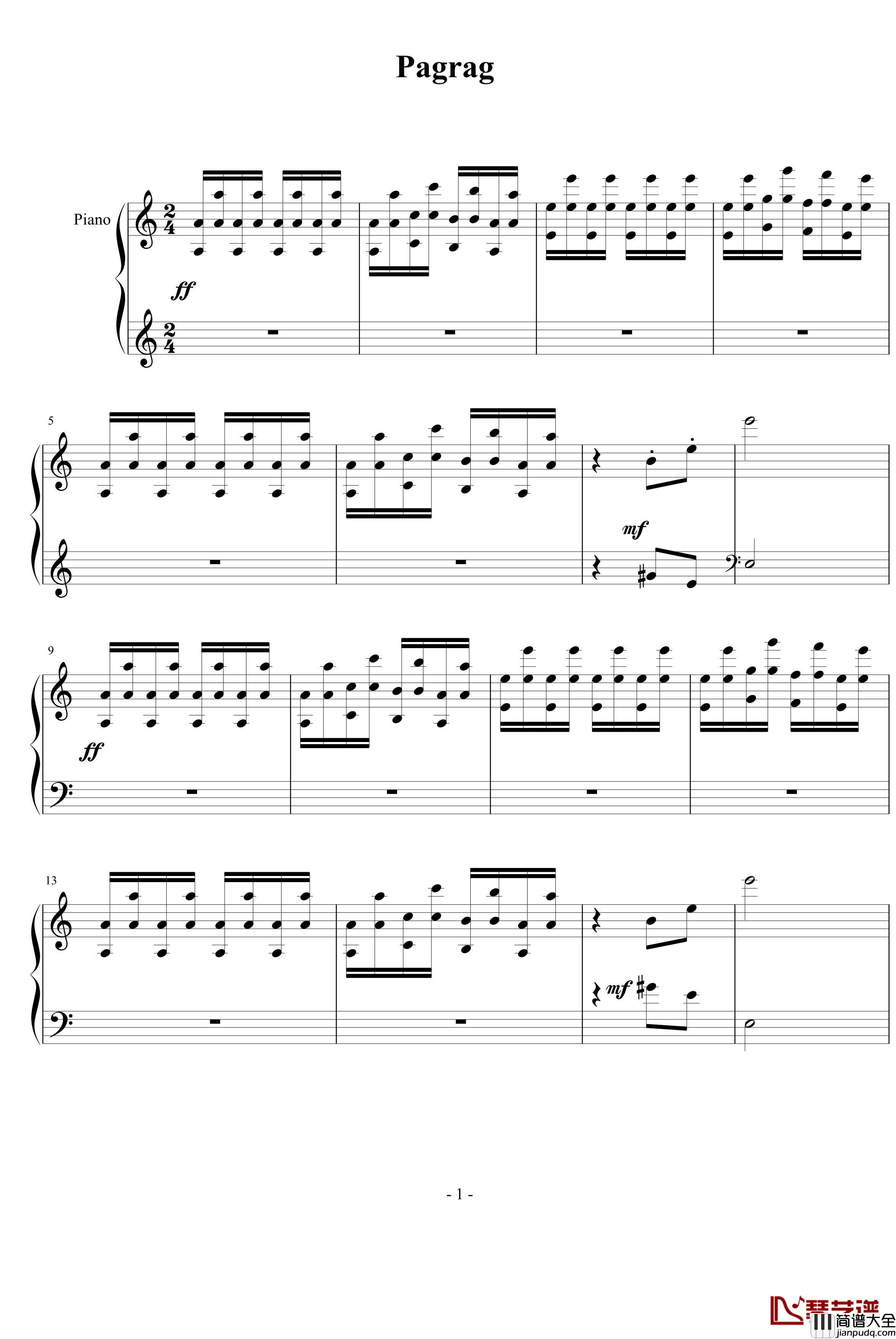 Pagrag钢琴谱_马克西姆_Maksim·Mrvica
