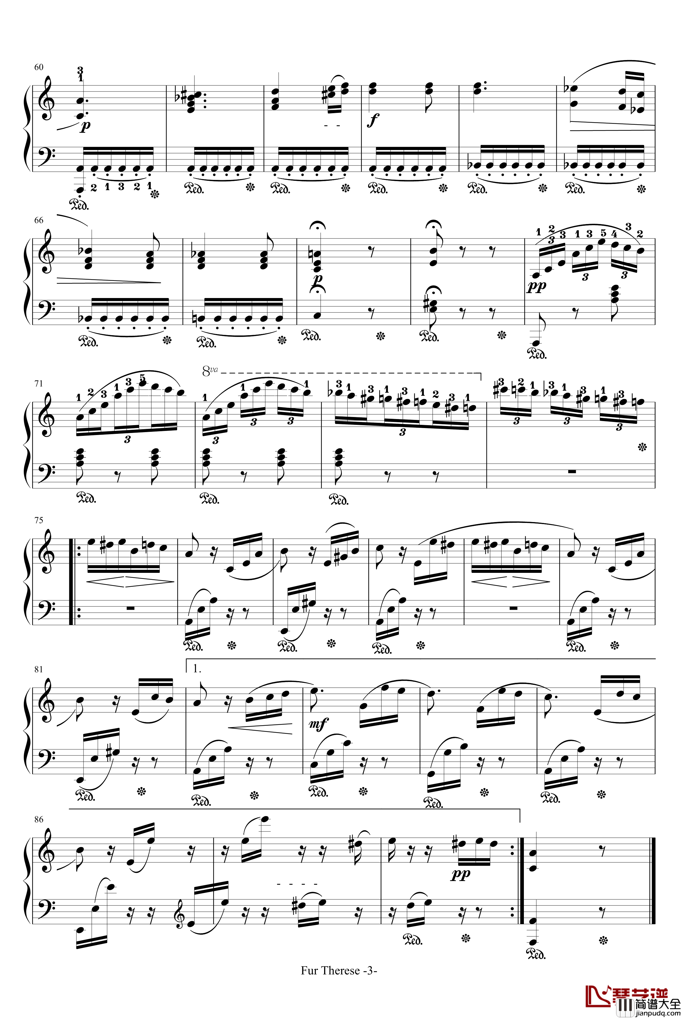 献给爱丽丝钢琴谱_带指法_贝多芬_beethoven