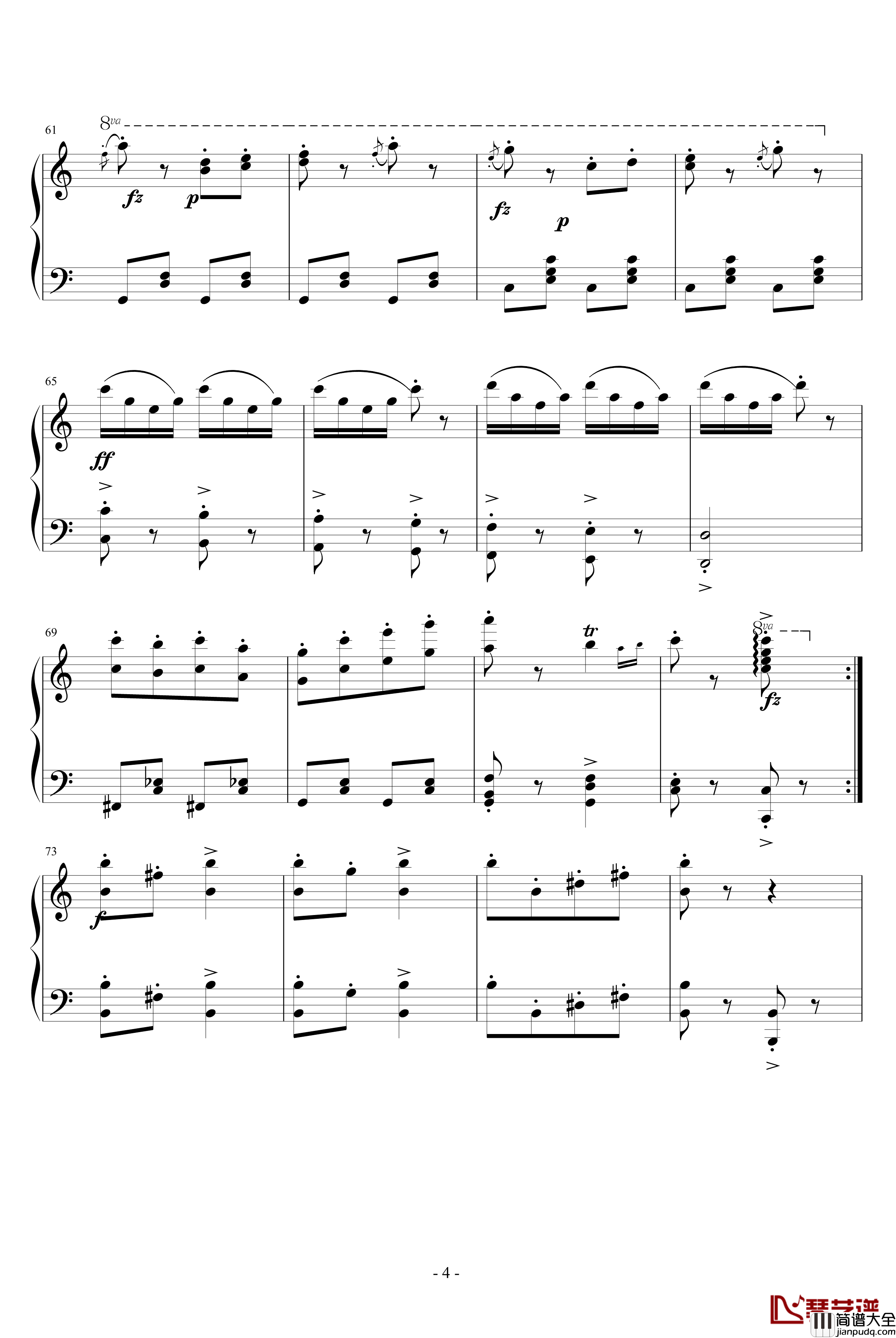邮递马车钢琴谱_世界名曲