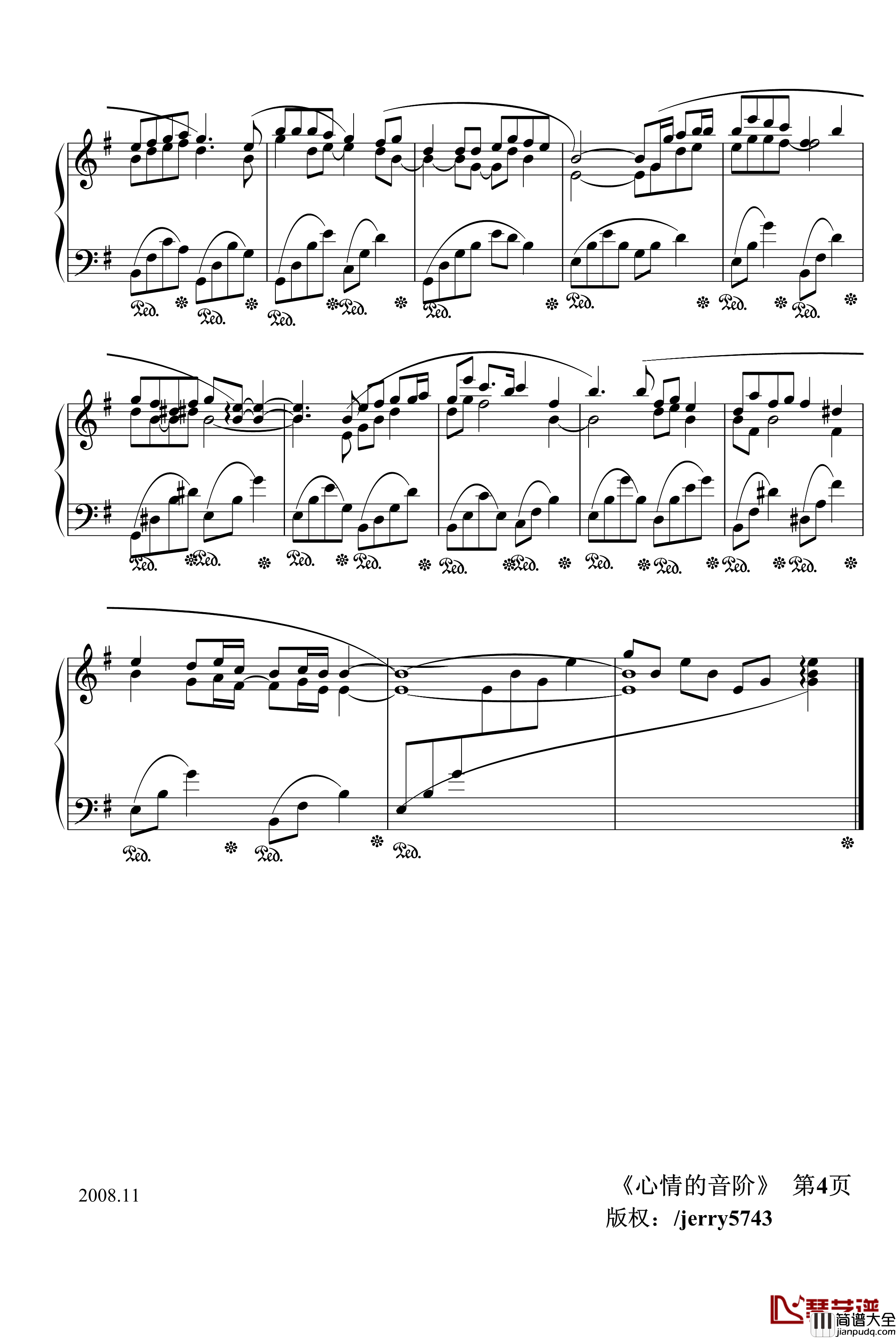 心情的音阶钢琴谱_Bhw.12_jerry5743