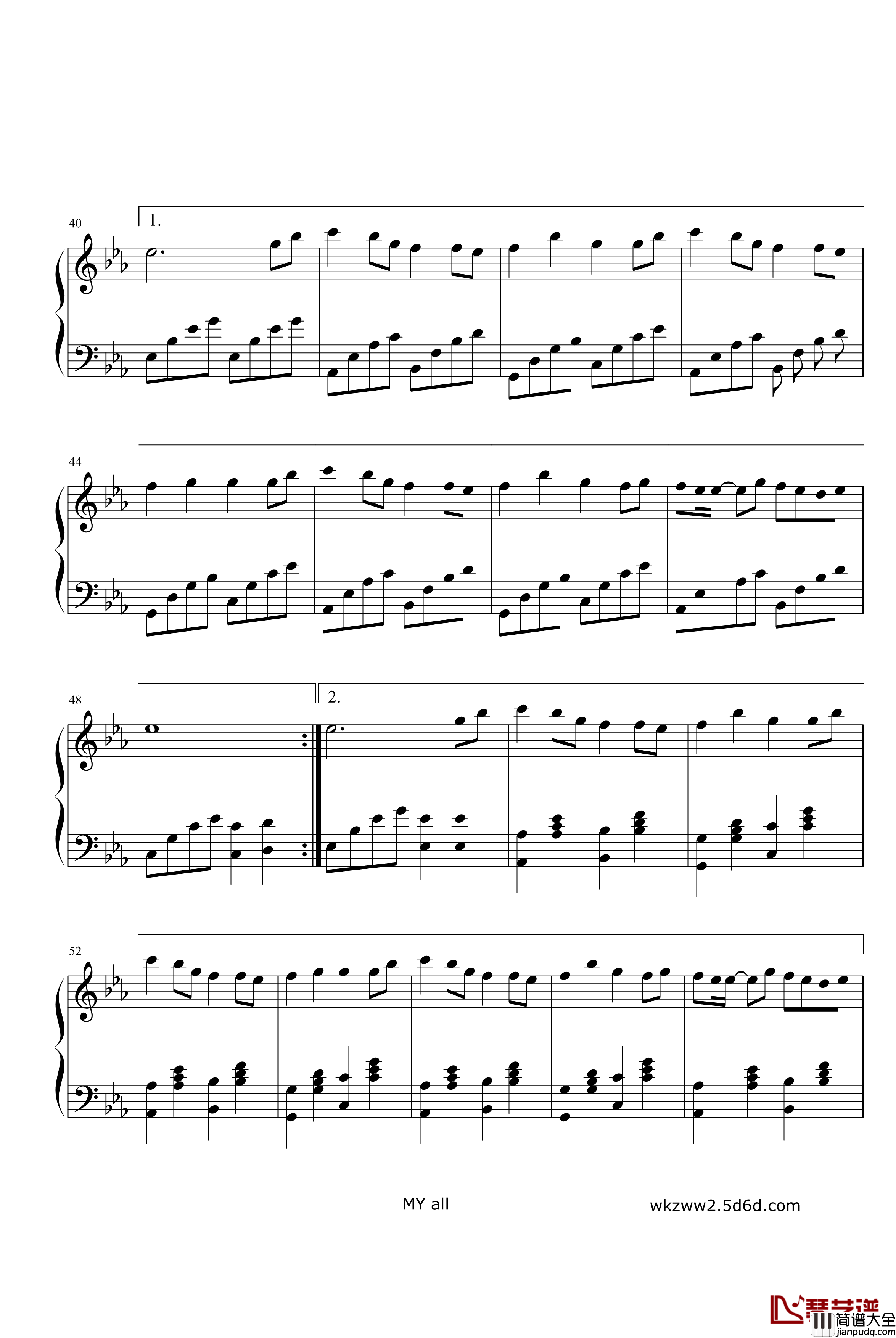 My_All钢琴谱_滨崎步