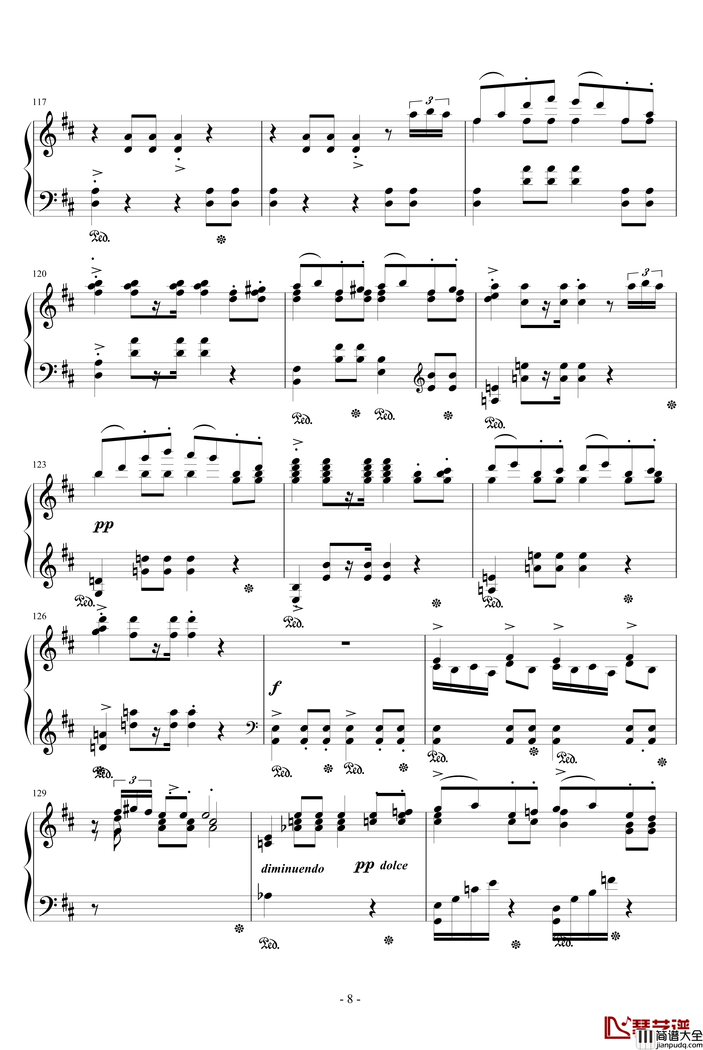 婚礼进行曲钢琴谱_格里格