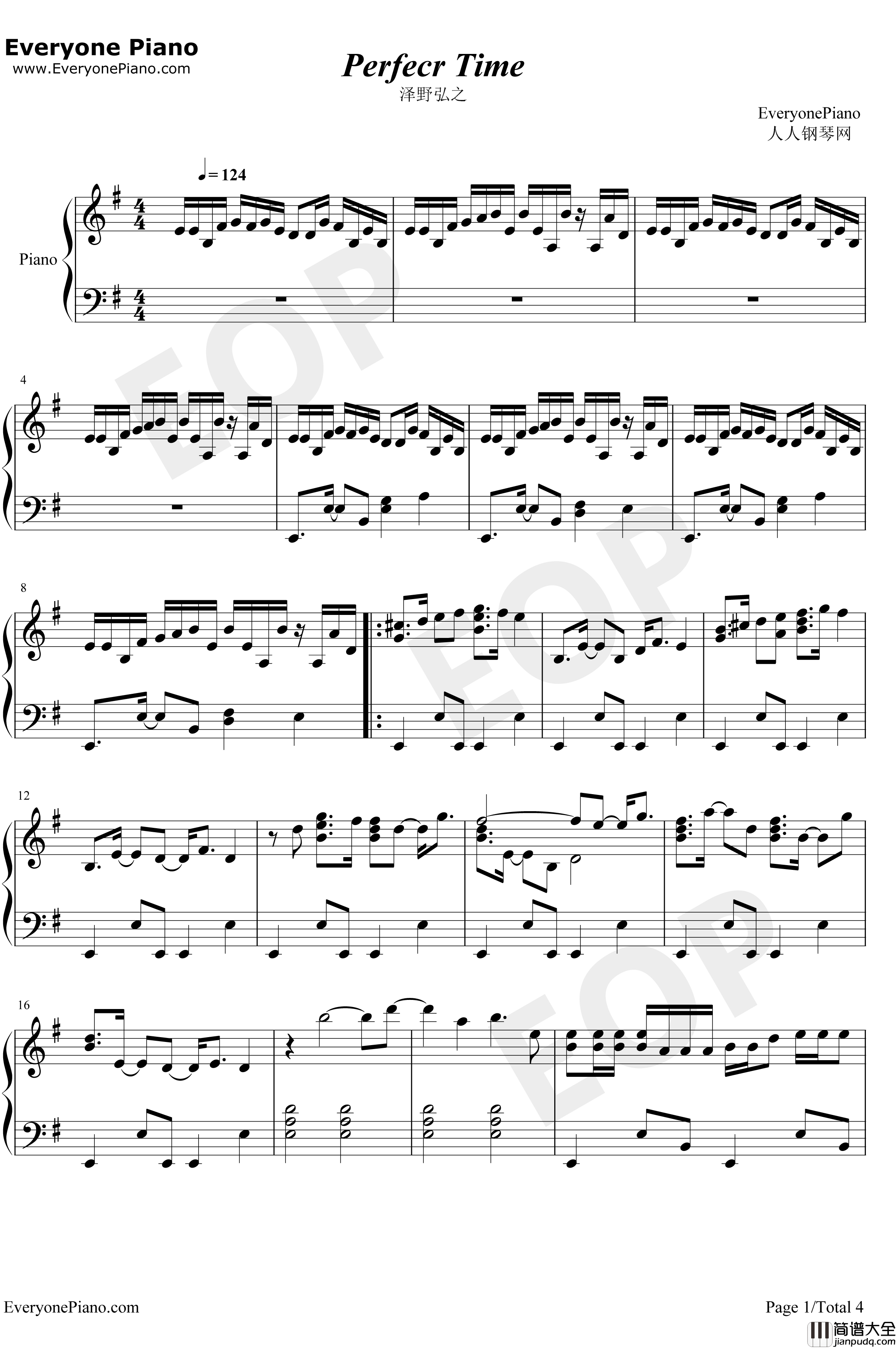 PerfectTime钢琴谱_泽野弘之_断剑神曲_七大罪BGM