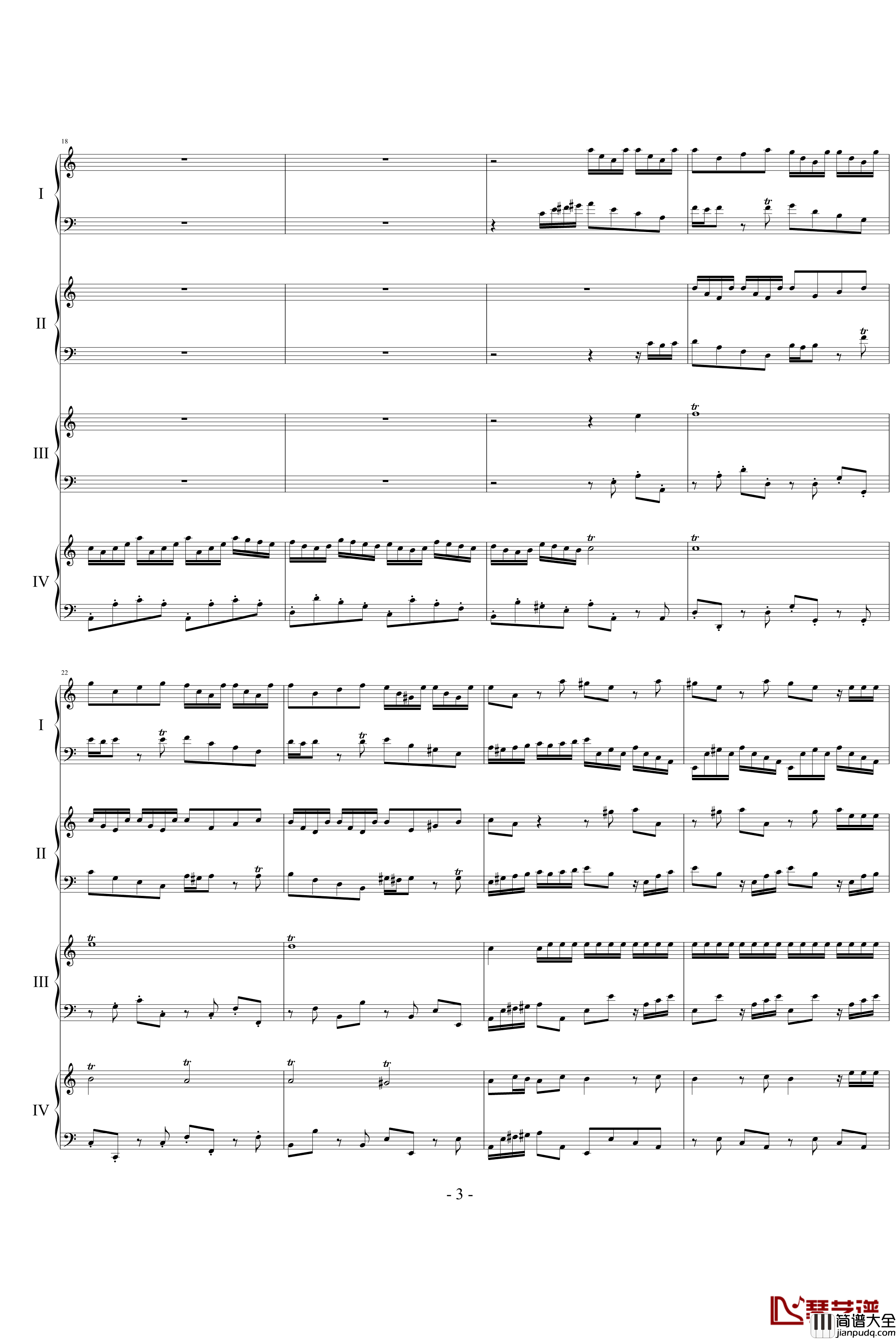 巴赫为四架钢琴写的钢琴协奏曲钢琴谱_巴赫_P.E.Bach