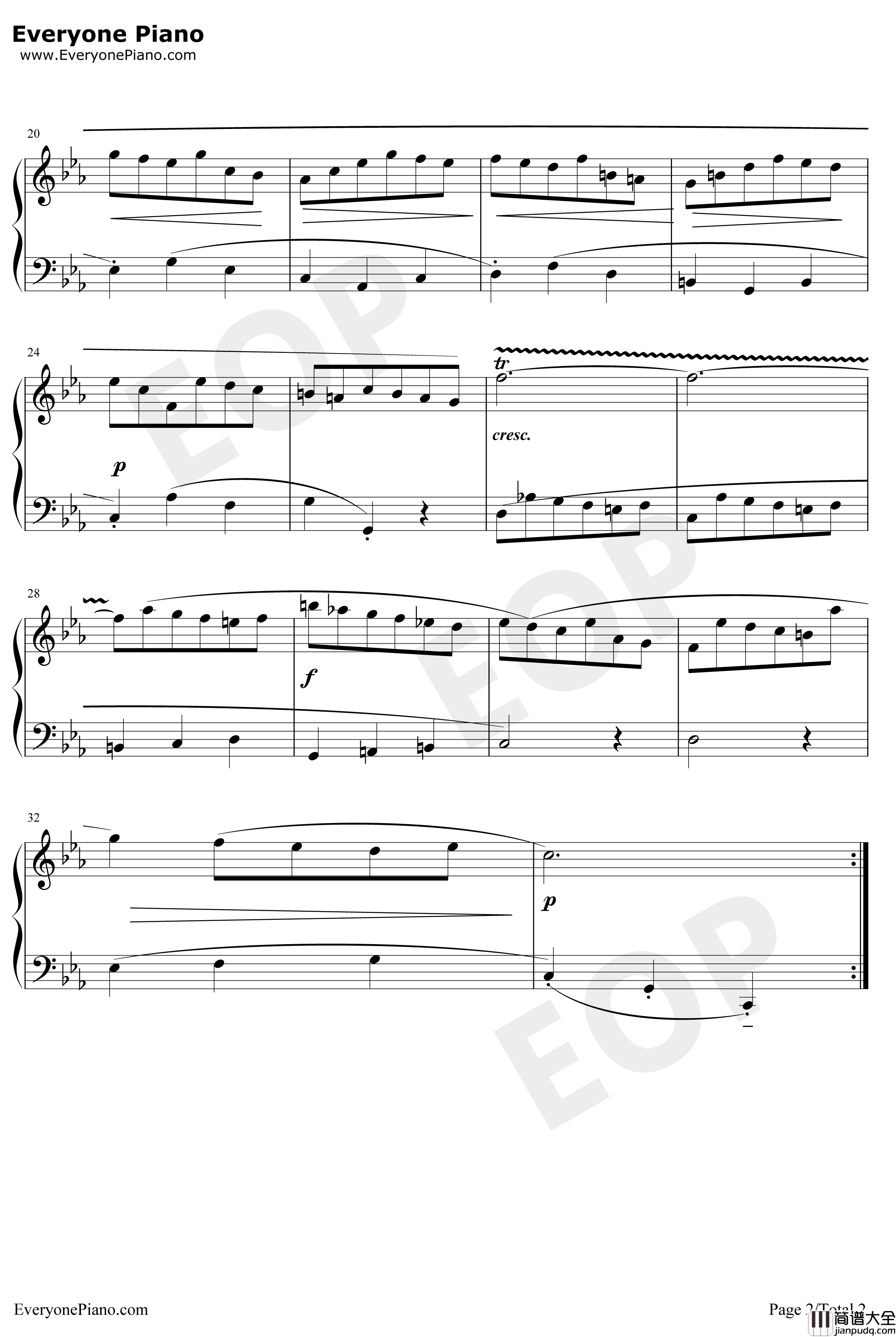 小步舞曲27钢琴谱_巴赫_巴赫初级钢琴曲集