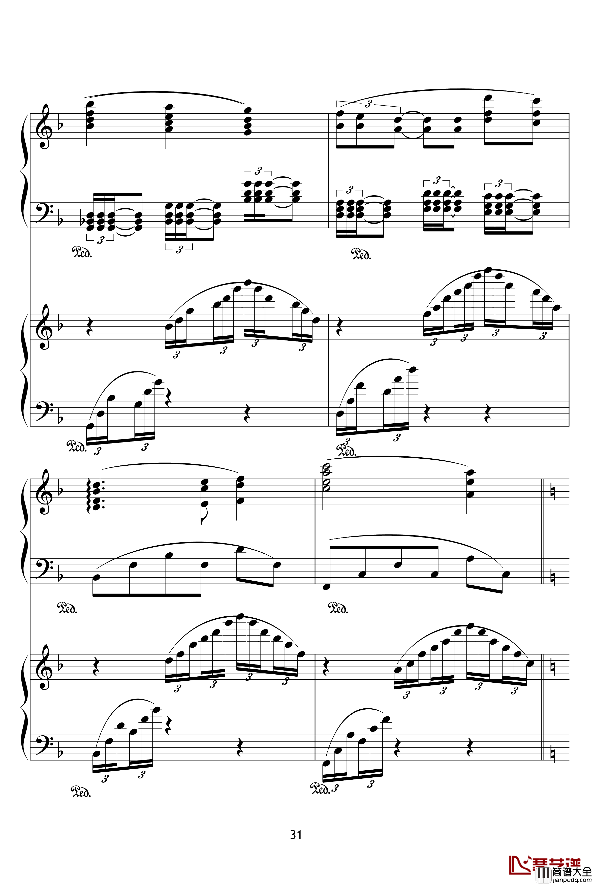 X战记插曲钢琴谱_宿命_双钢琴版_影视