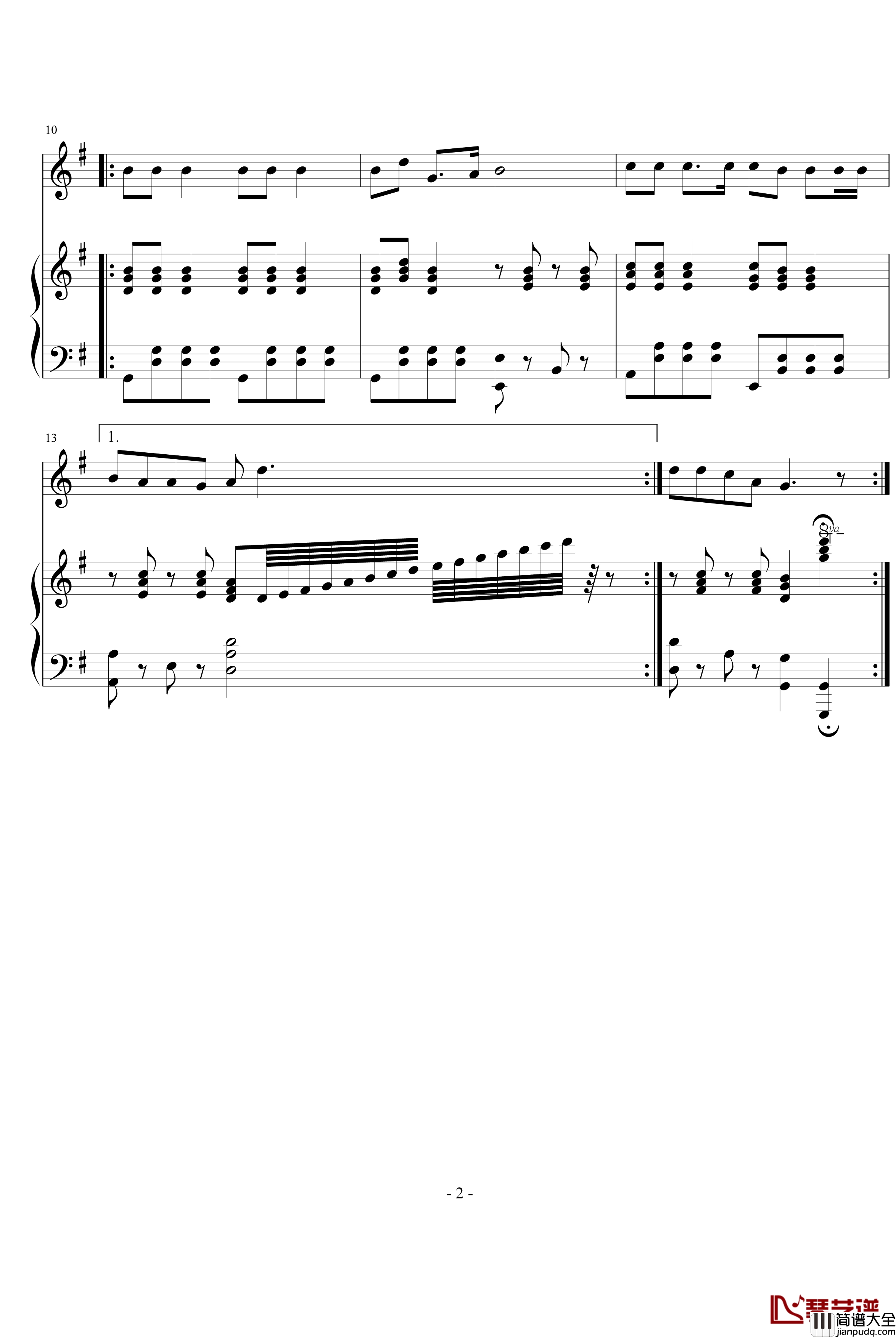 铃儿响叮当钢琴谱_世界名曲