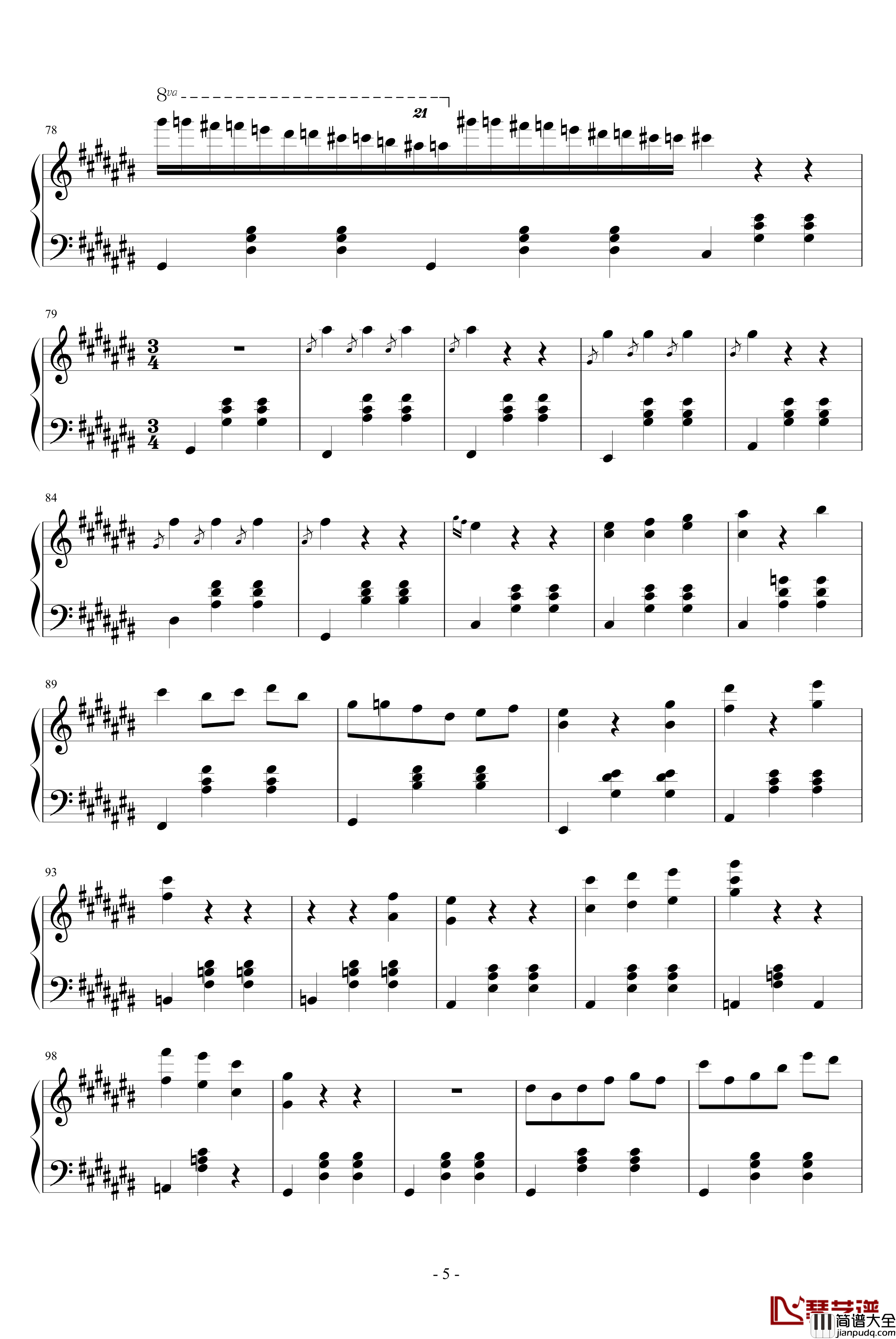 夜洛第三首圆舞曲天真钢琴谱_ellocz
