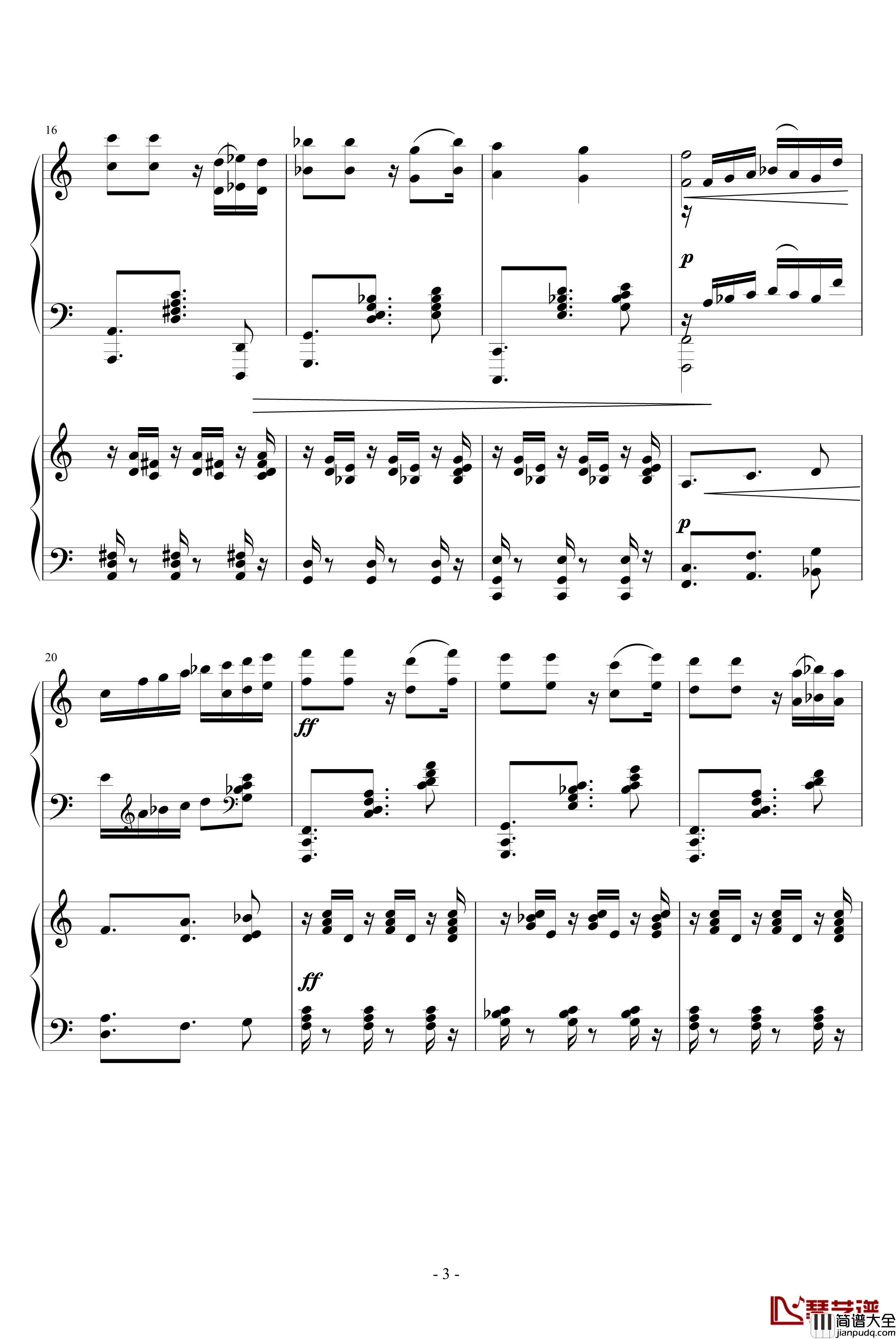 爵士双钢琴奏鸣曲第三乐章钢琴谱_米约