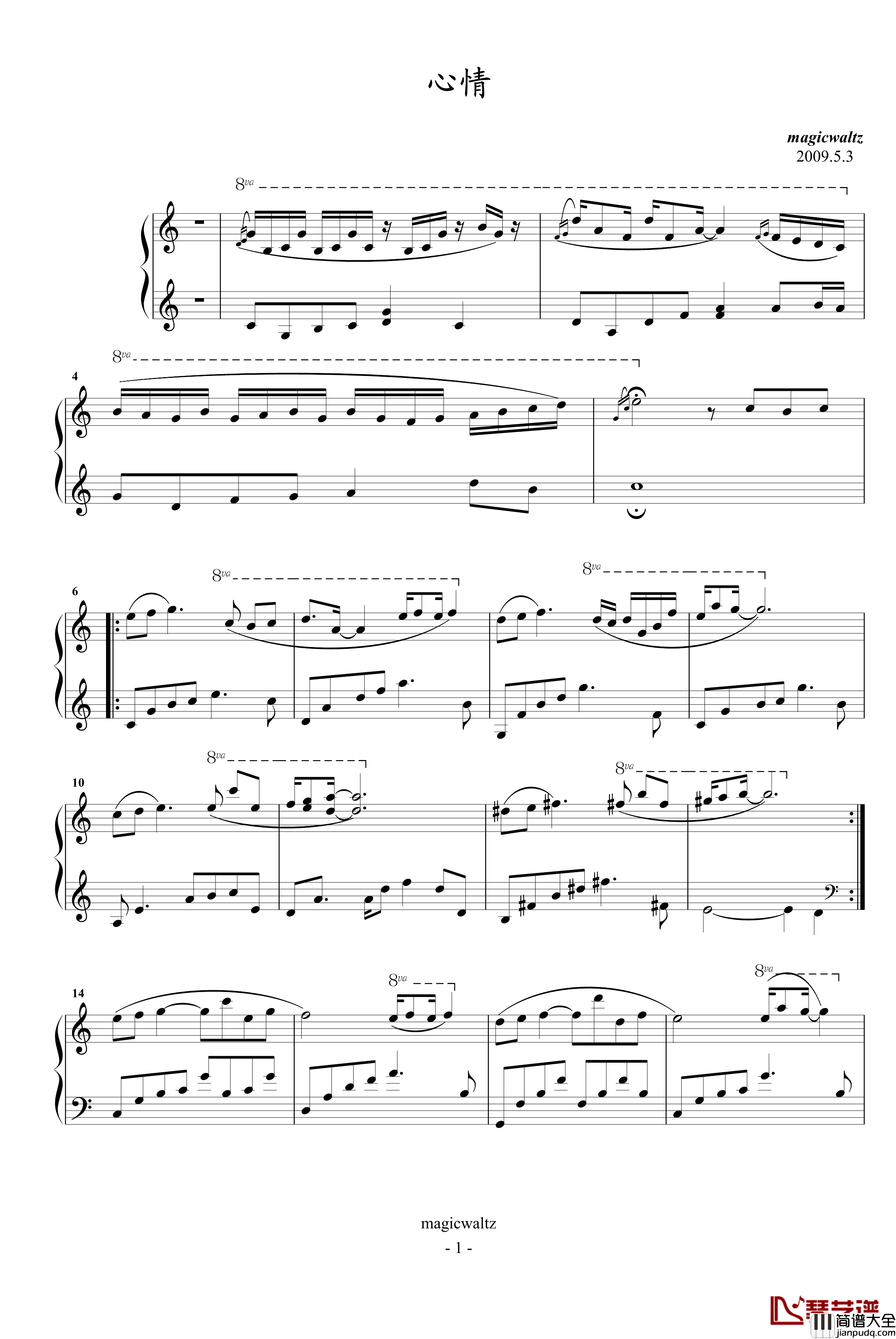 心情钢琴谱_magicwaltz