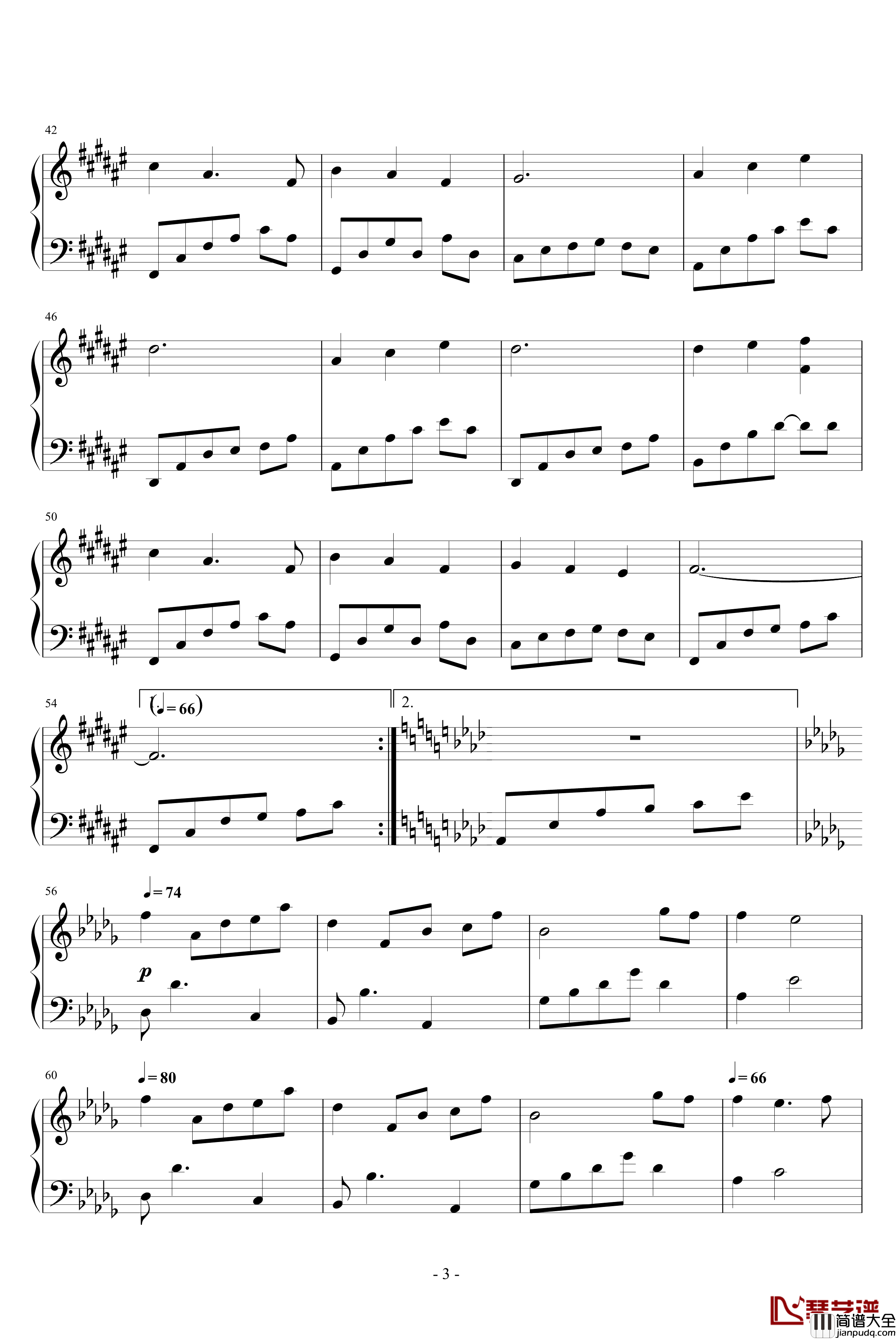 为你而歌钢琴谱_My_Songs_For_You_班得瑞_Bandari