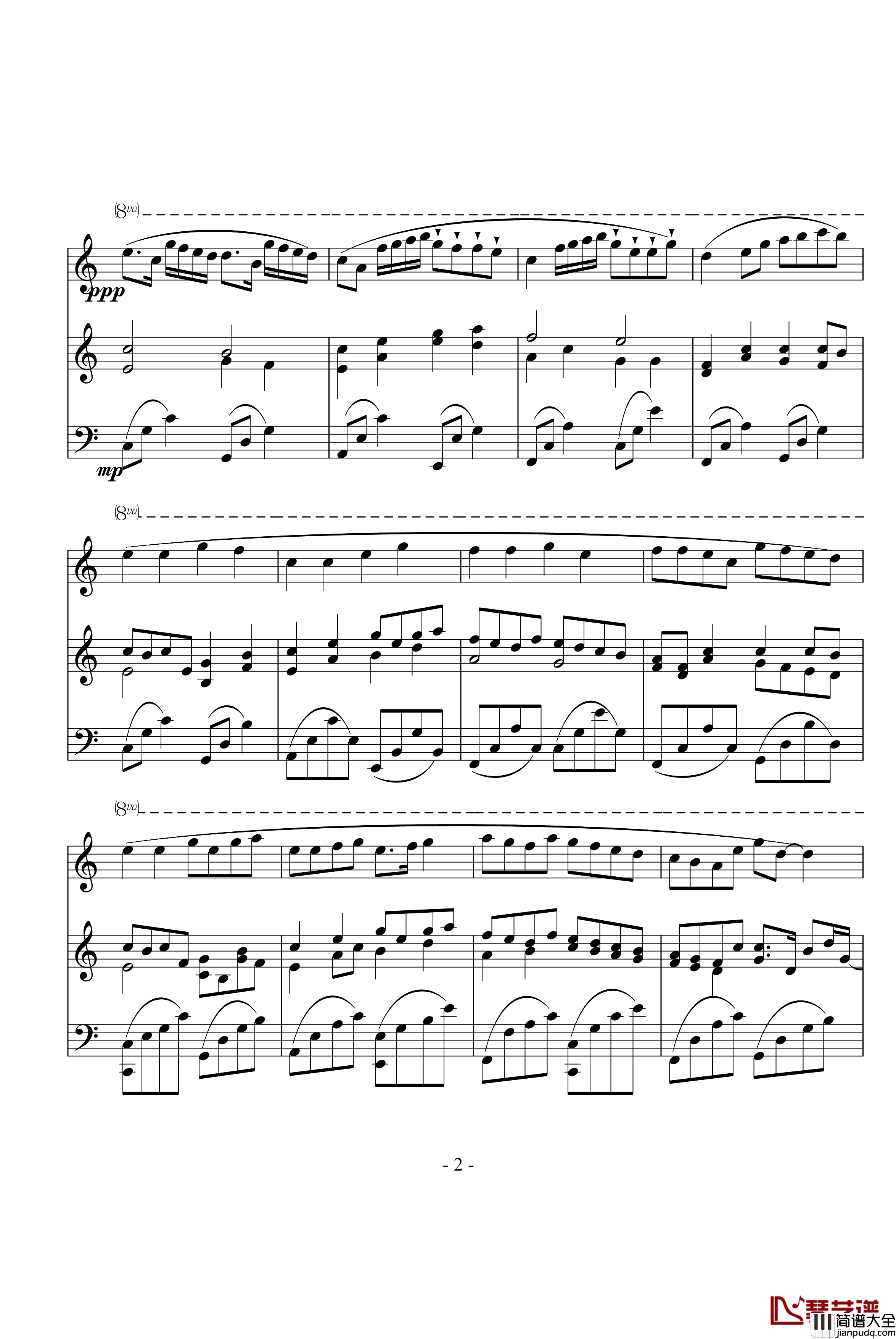 卡农钢琴谱_三手_帕赫贝尔_Pachelbel