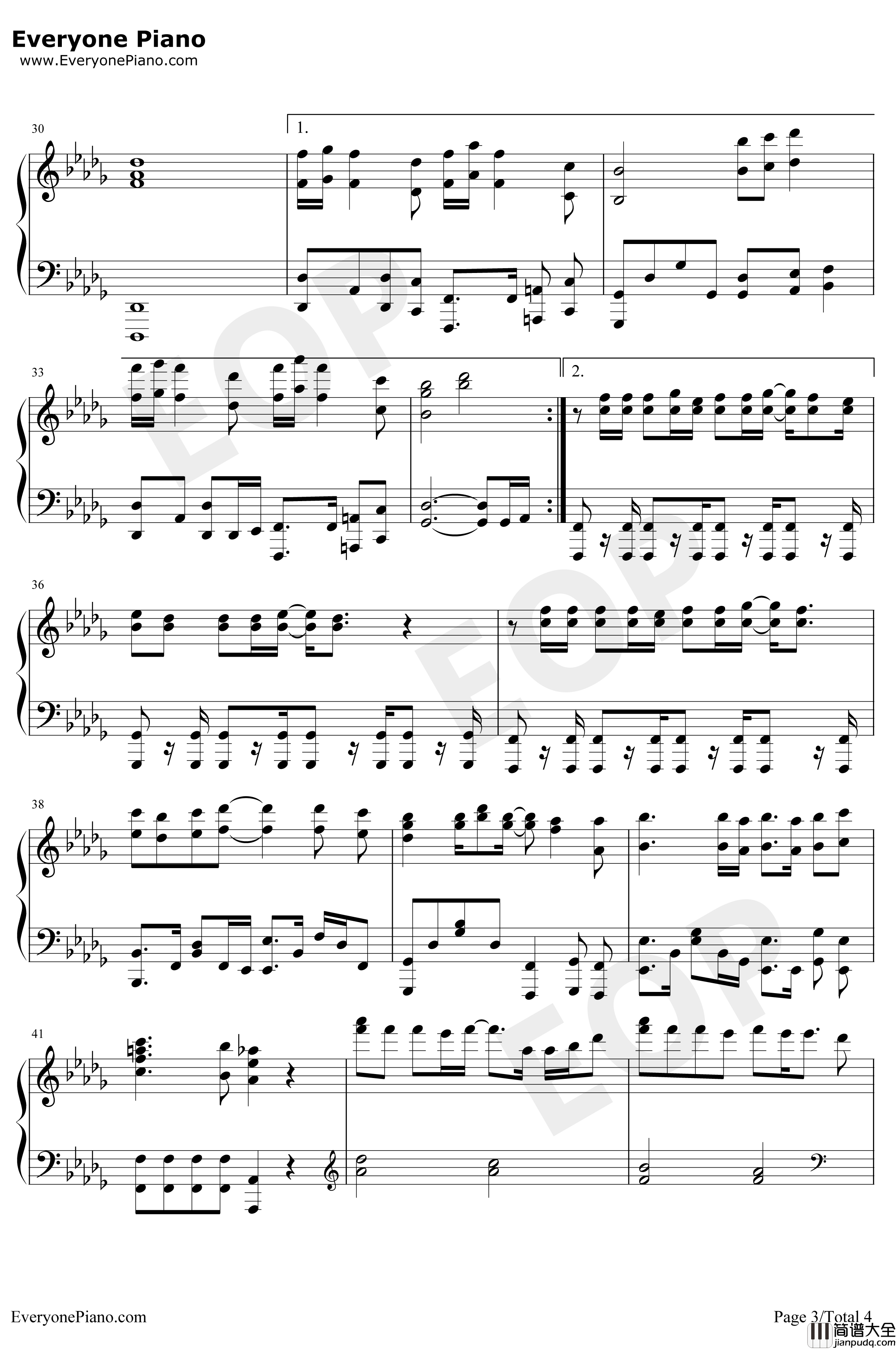 下个转弯是你吗钢琴谱_杨丞琳_一见不钟情片尾曲