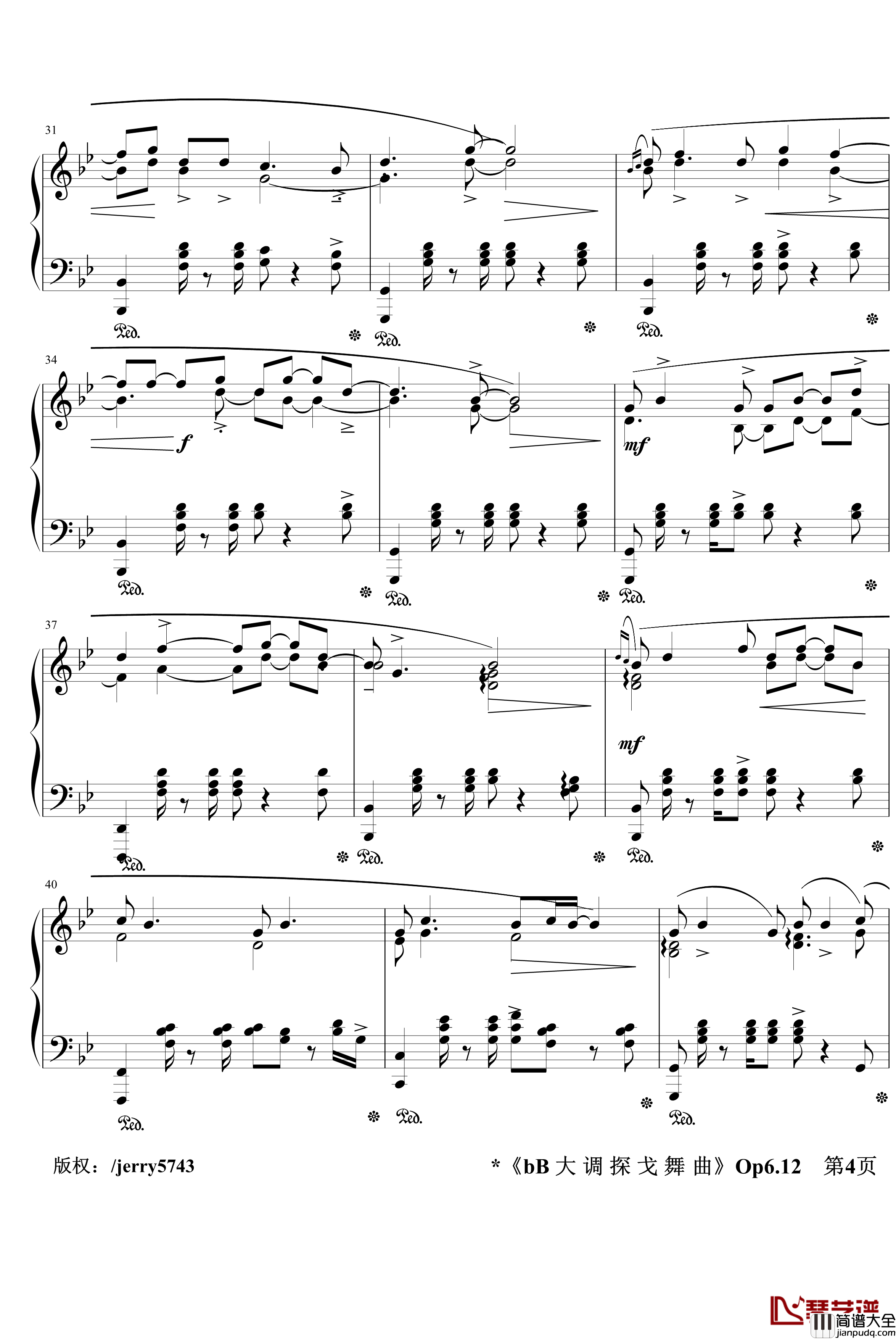 宜春令钢琴谱_bB大调探戈舞曲Op6.12_中国风_jerry5743