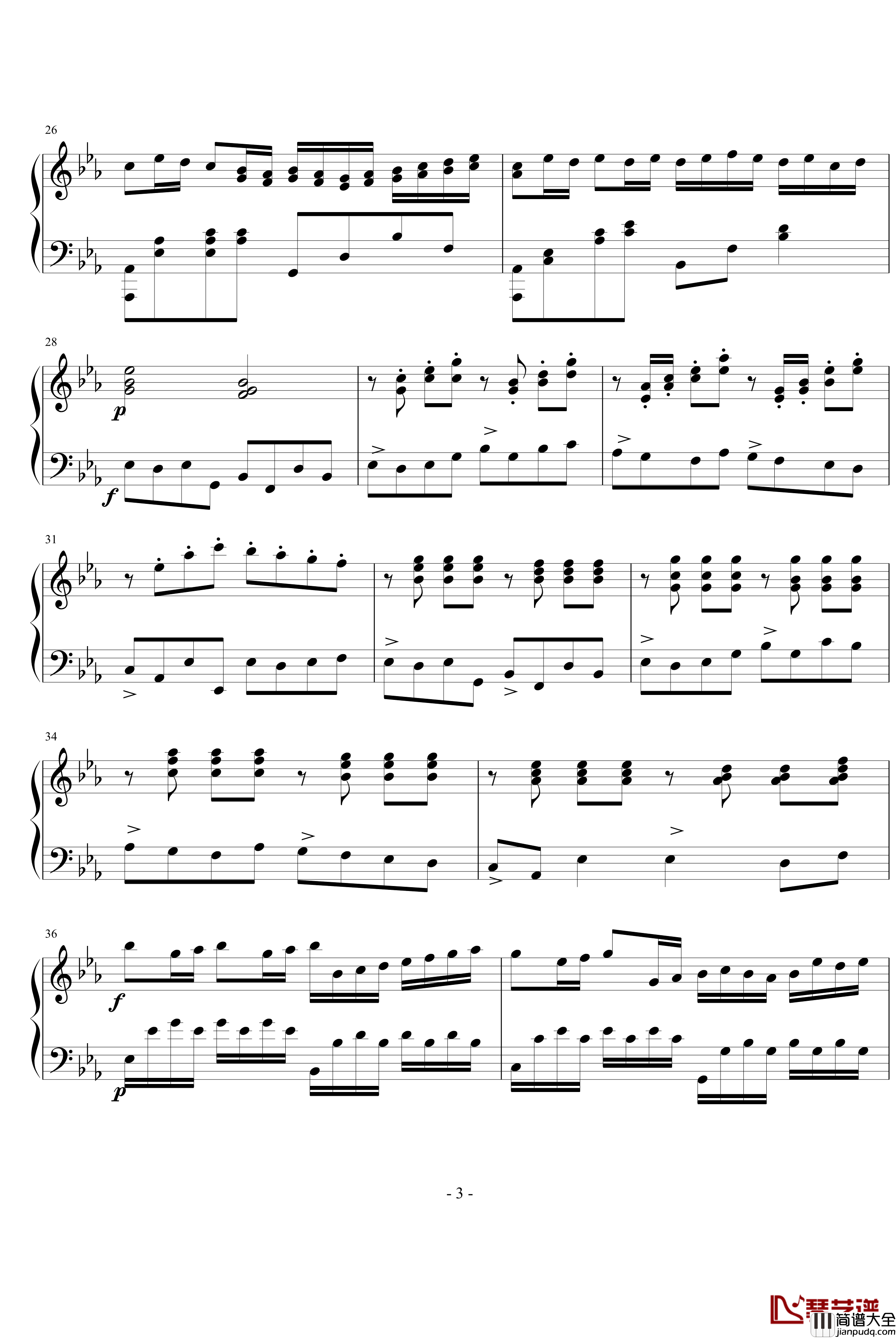 卡农钢琴谱—P版_帕赫贝尔_Pachelbel