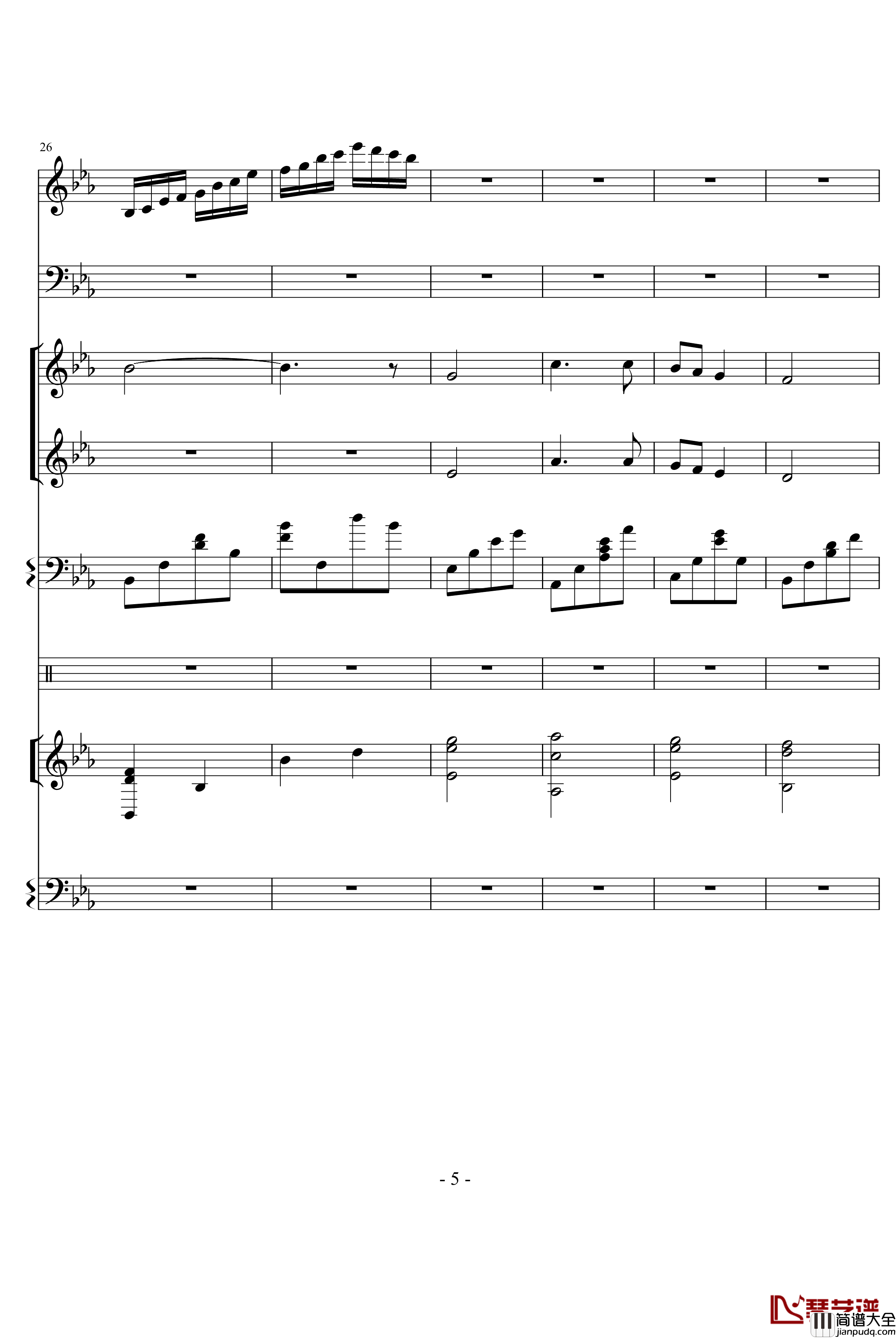 让我们荡起双桨钢琴谱_中国名曲