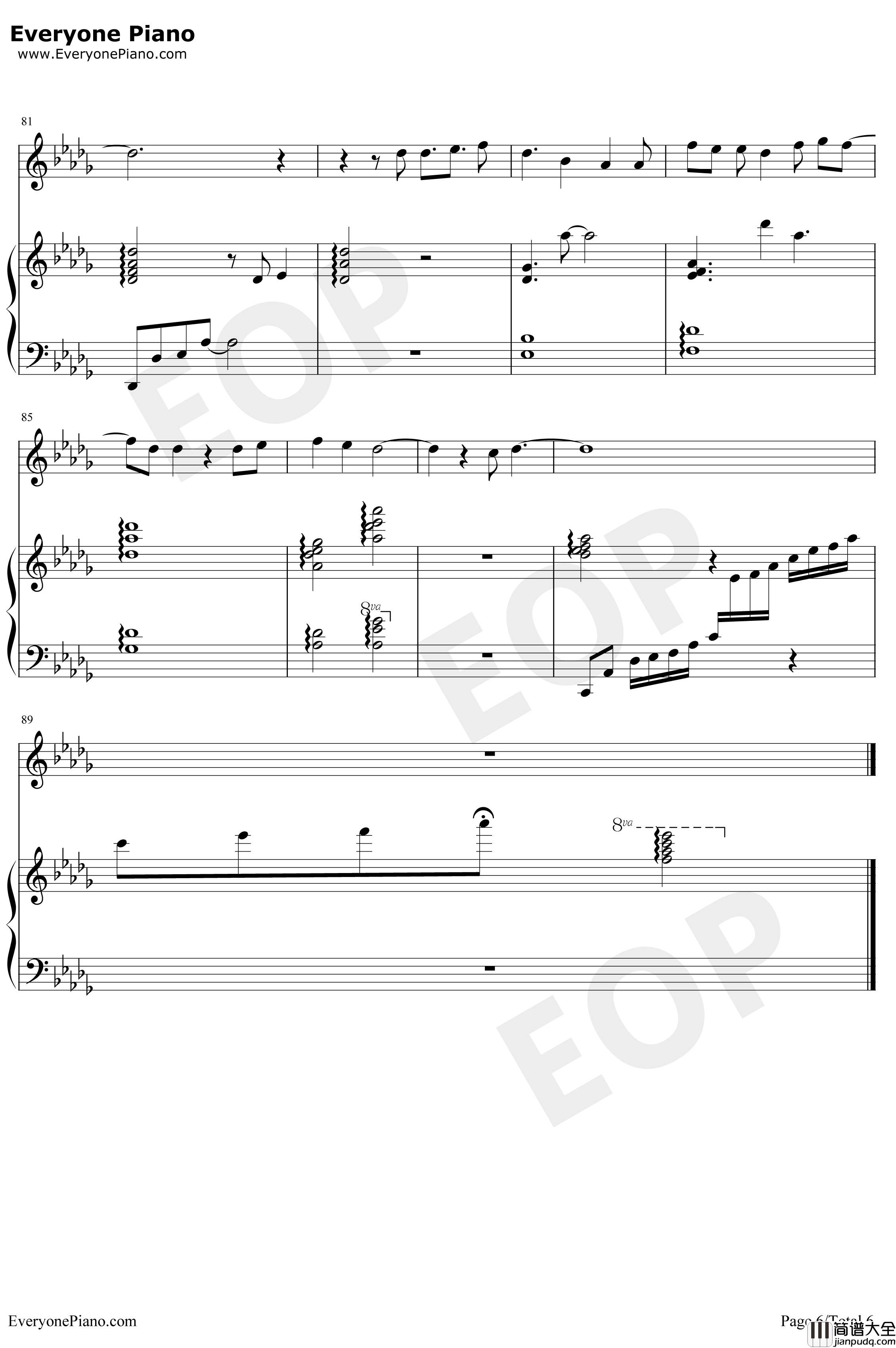 我没有办法不去爱你钢琴谱_金贵晟_新婚公寓插曲