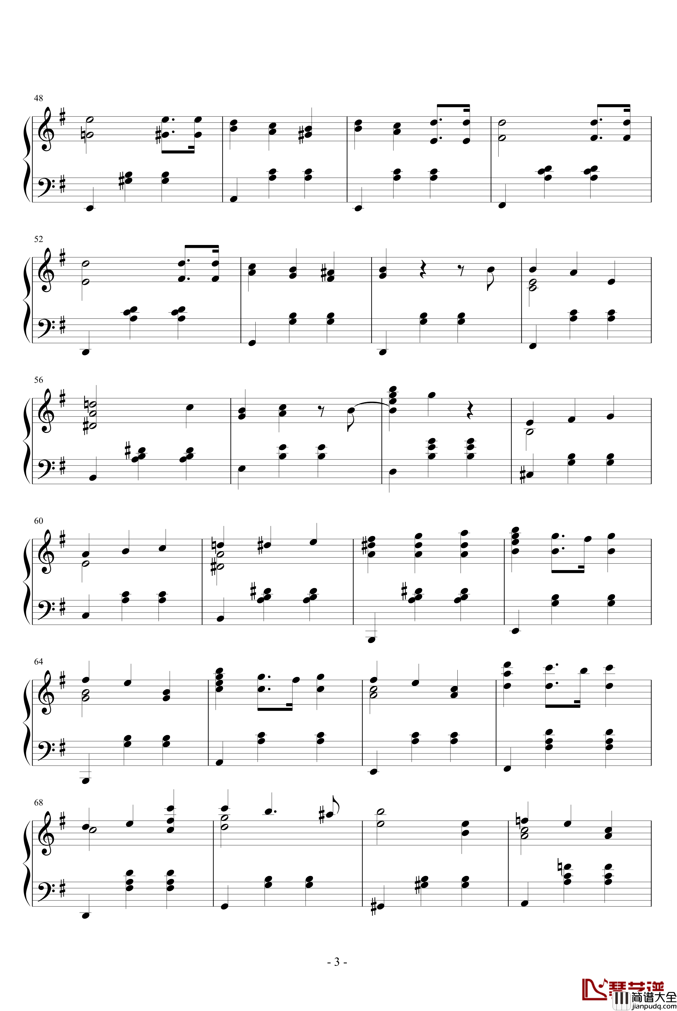 E小调圆舞曲钢琴谱_每一天