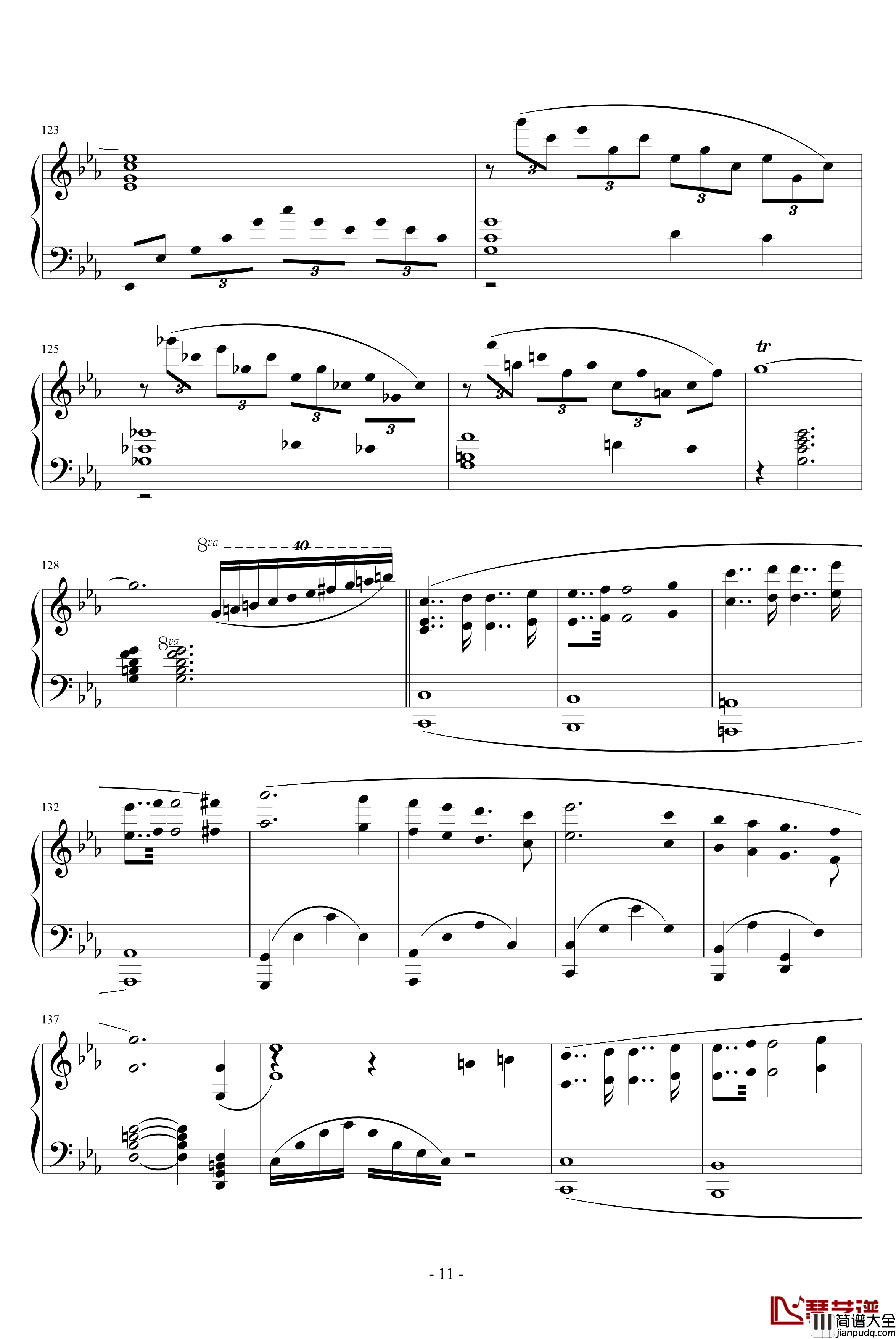 华沙协奏曲钢琴谱_世界名曲