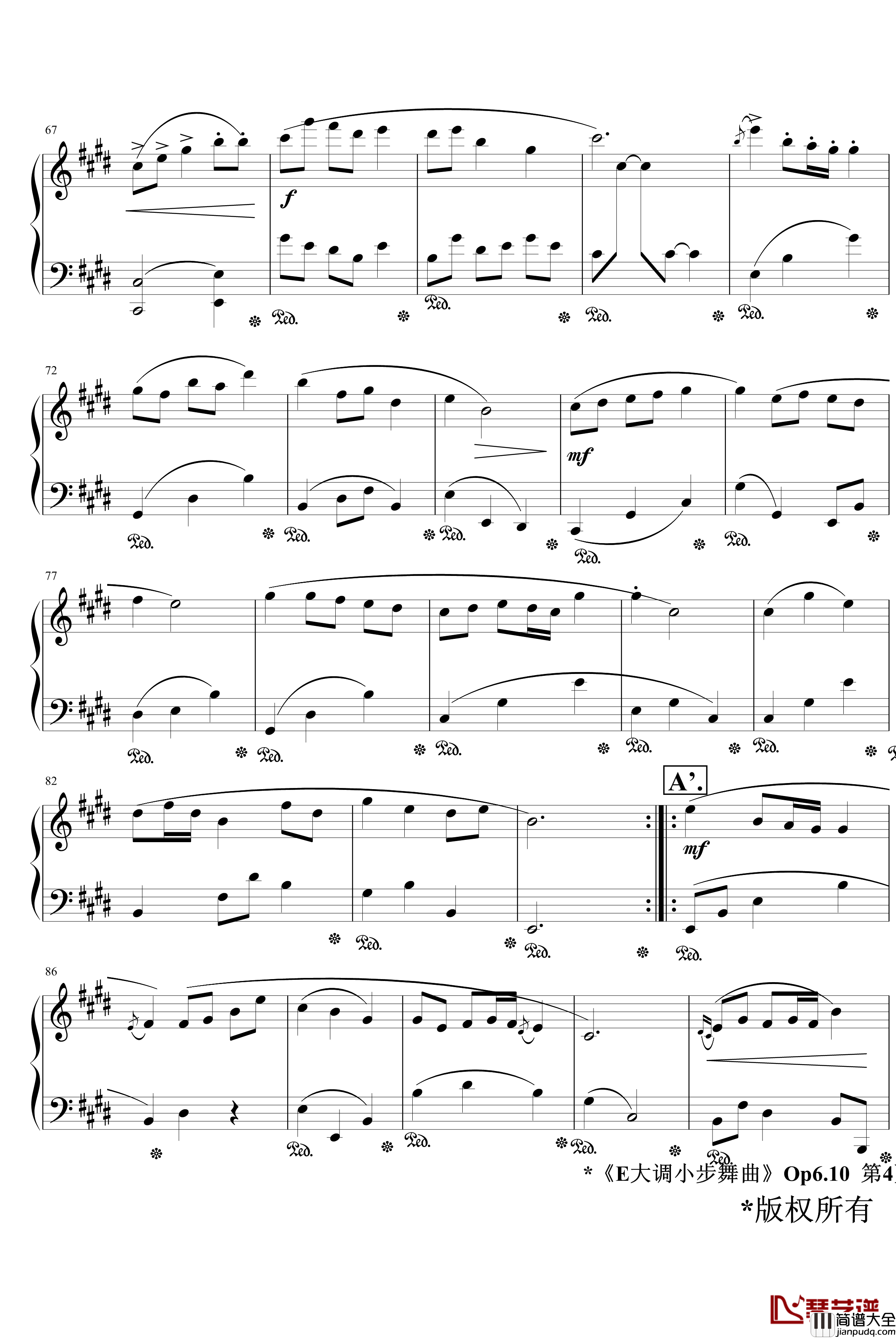E大调小步舞曲Op6.10钢琴谱_jerry5743