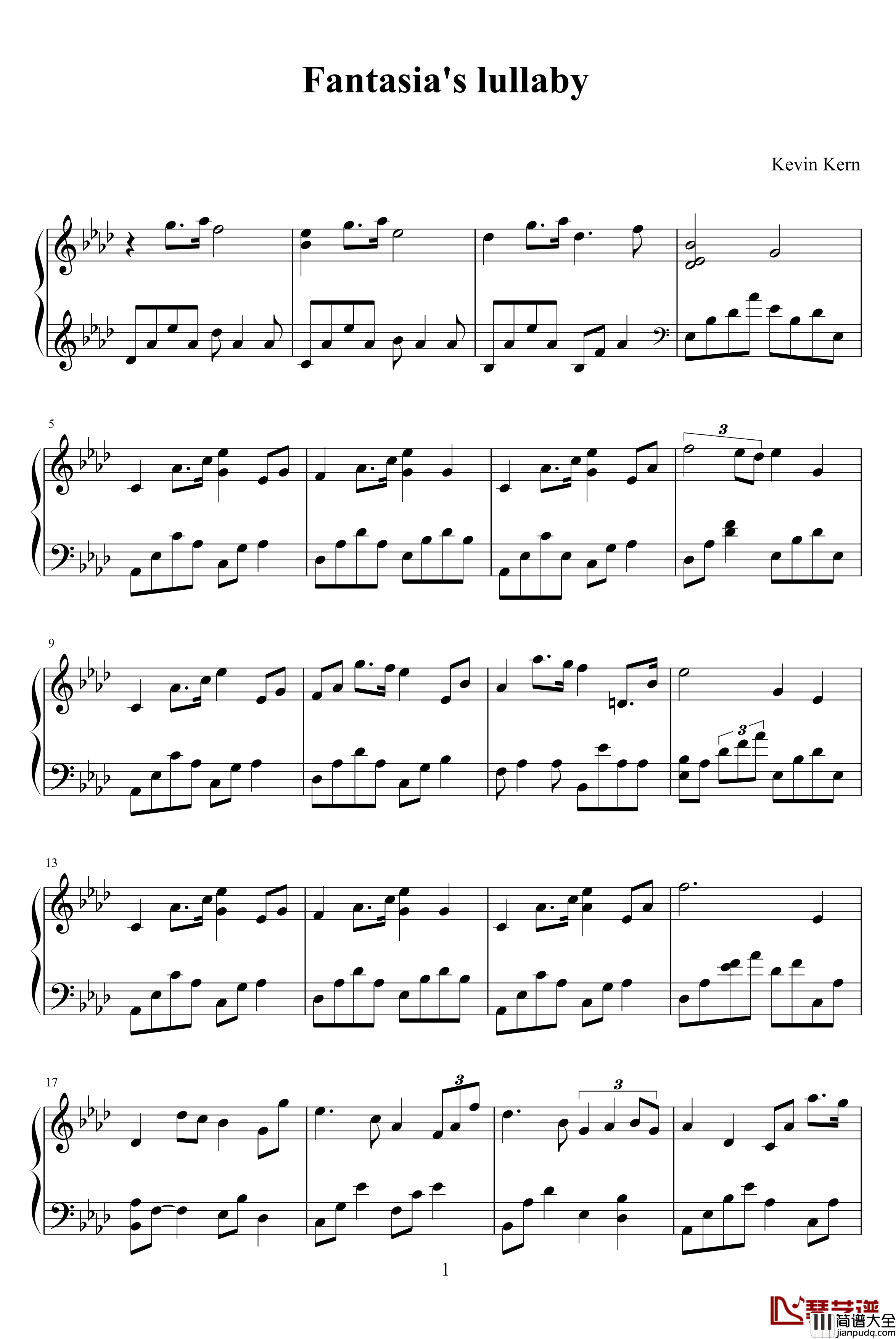 Fantasia's_Lullaby钢琴谱_Kevin_Kern
