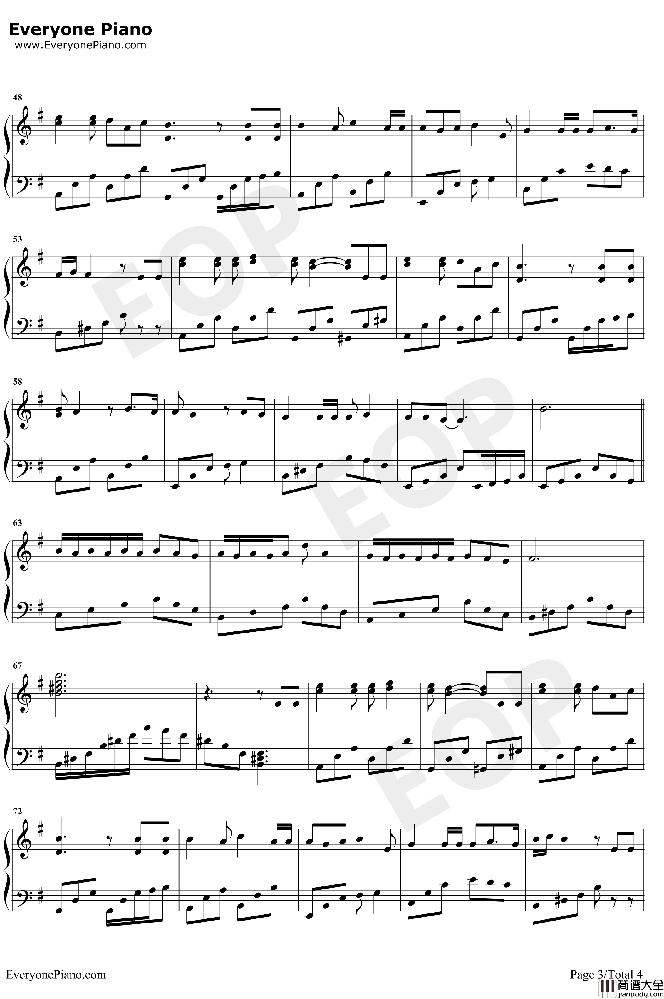 全世界谁倾听你钢琴谱_林宥嘉_从你的全世界路过插曲