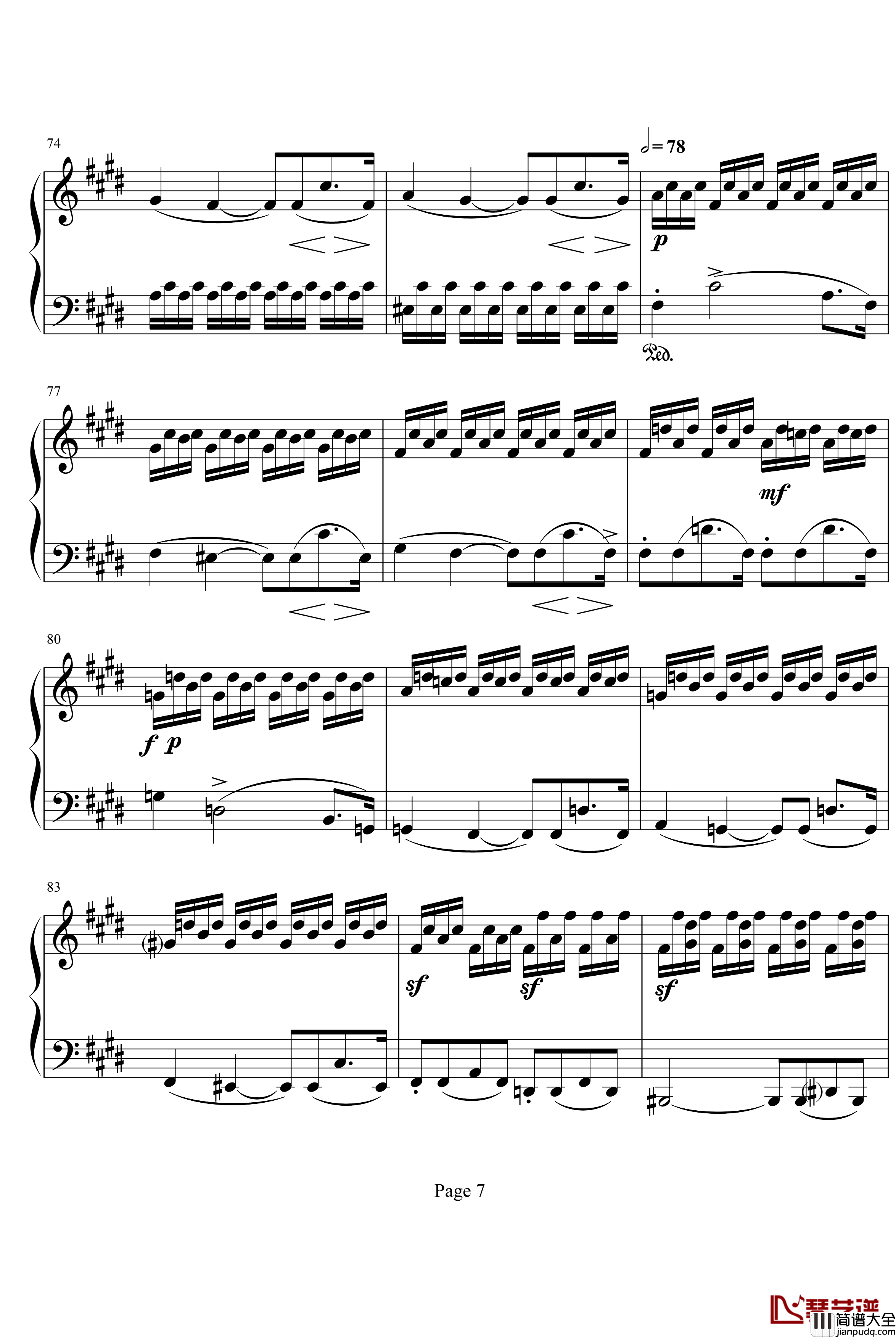 月光奏明曲钢琴谱_作品27之2_贝多芬_beethoven