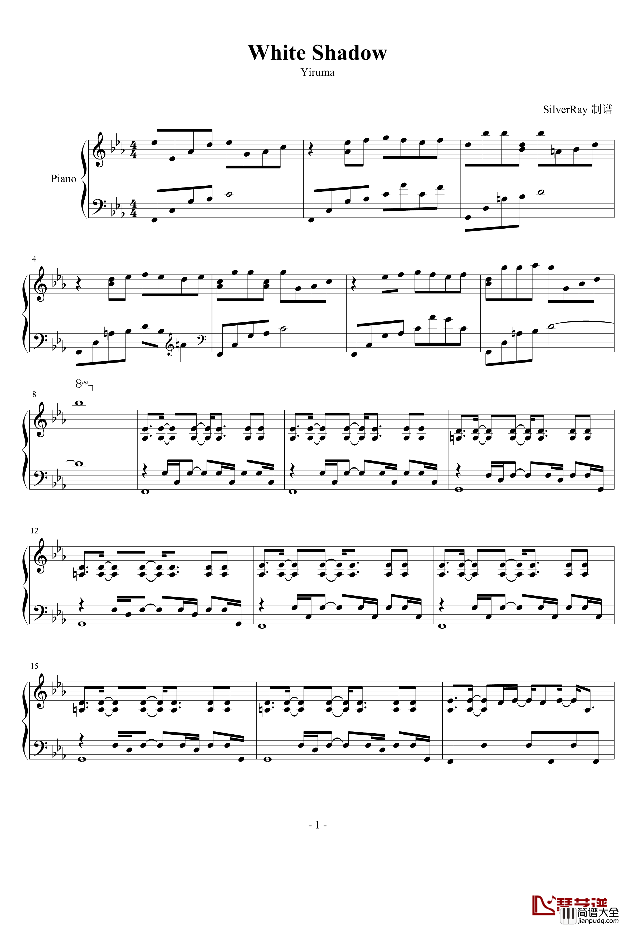 White_Shadow钢琴谱_Yiruma