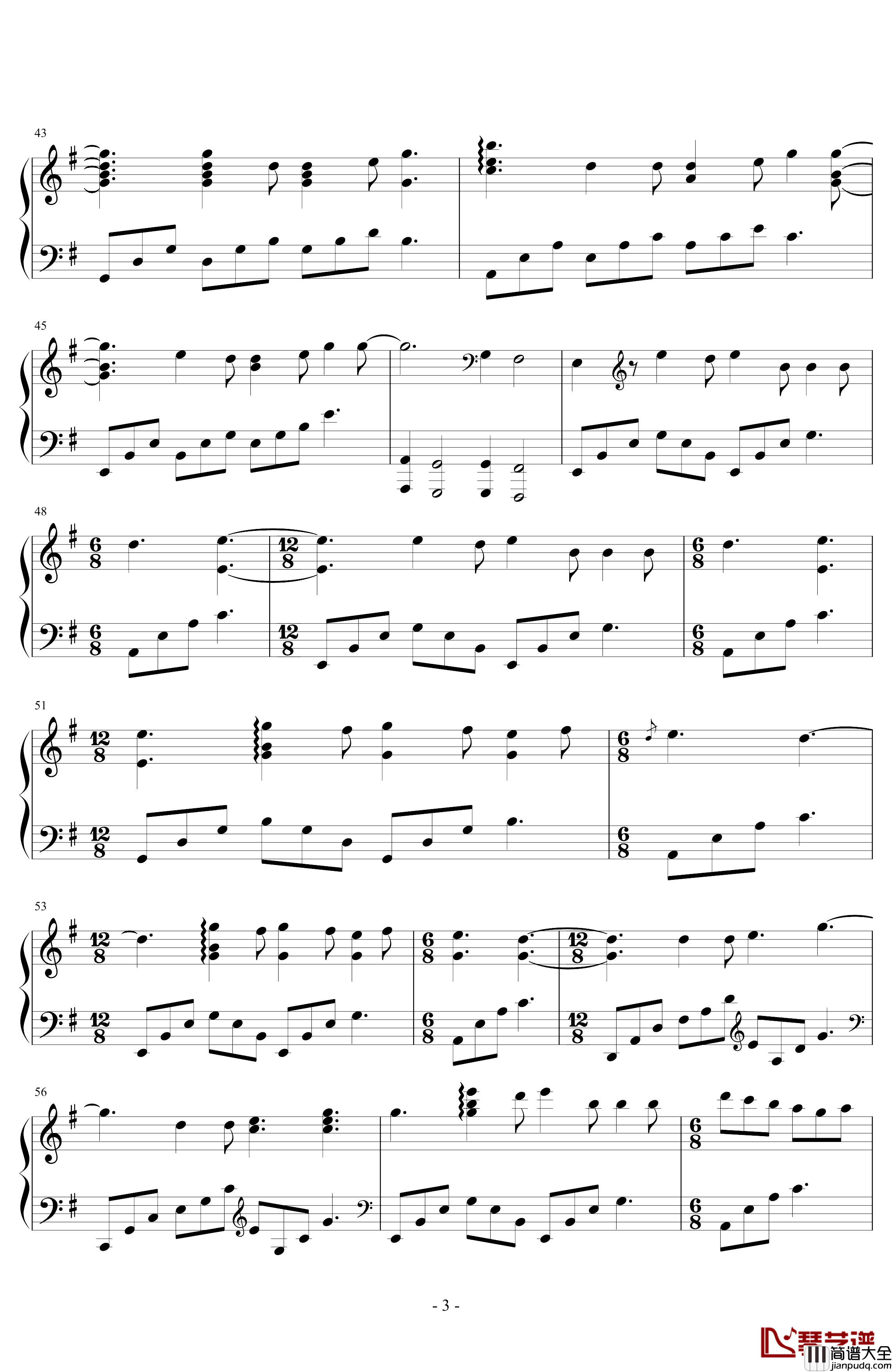 生日快乐钢琴谱_爵士版_世界名曲