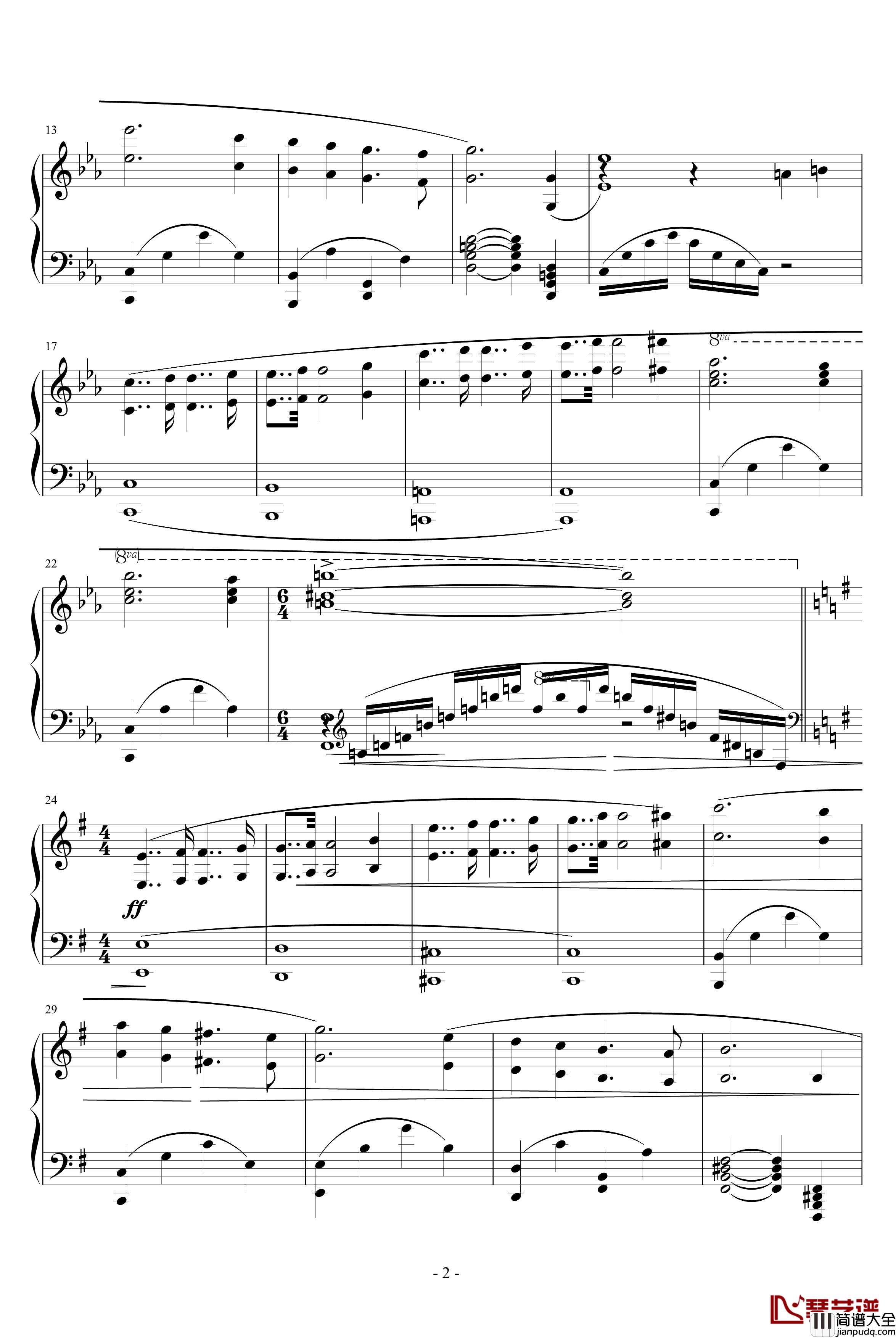 华沙协奏曲钢琴谱_世界名曲