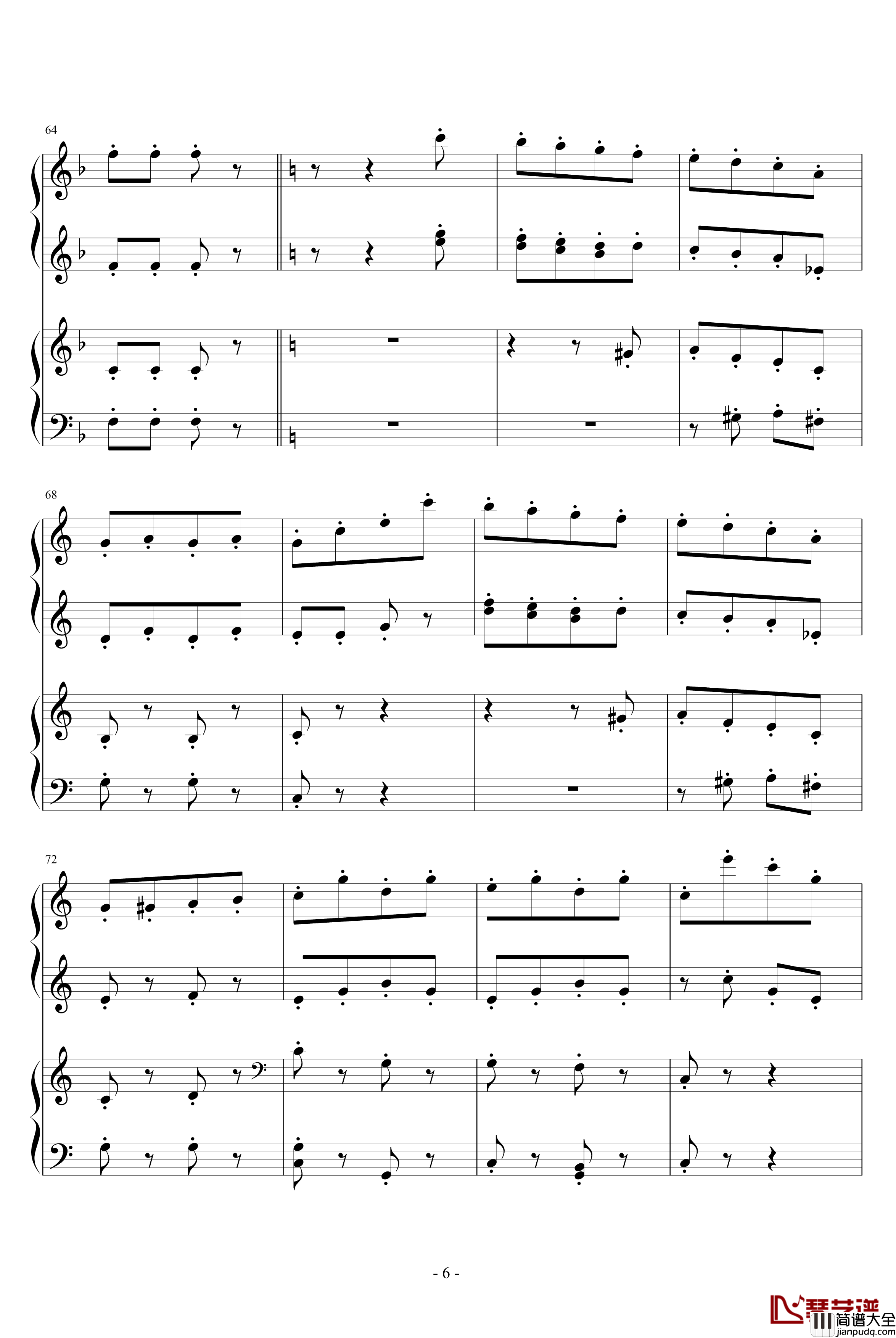拨奏波尔卡舞曲钢琴谱_四手联弹_约翰·施特劳斯