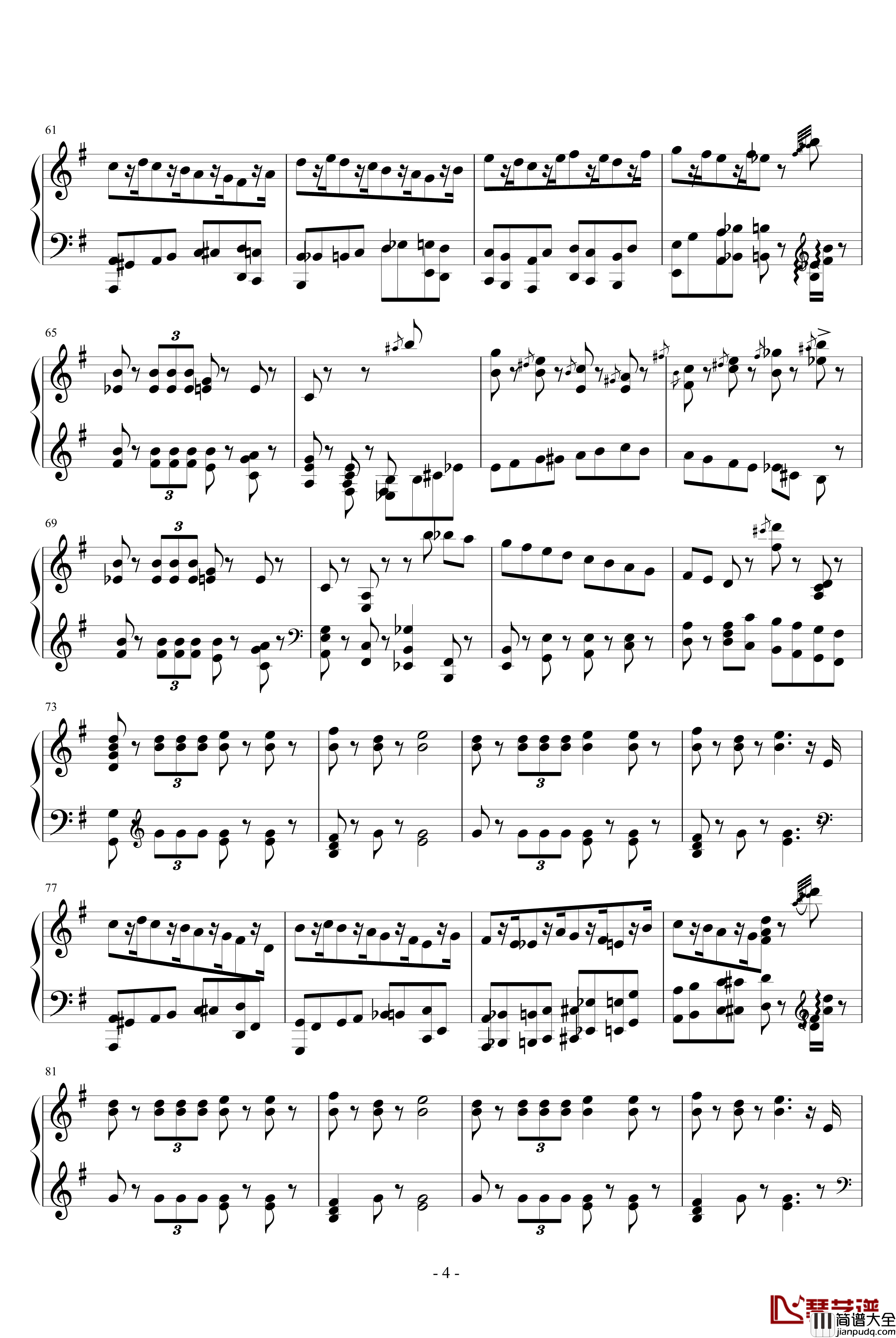 胡桃夹子进行曲钢琴谱_柴科夫斯基