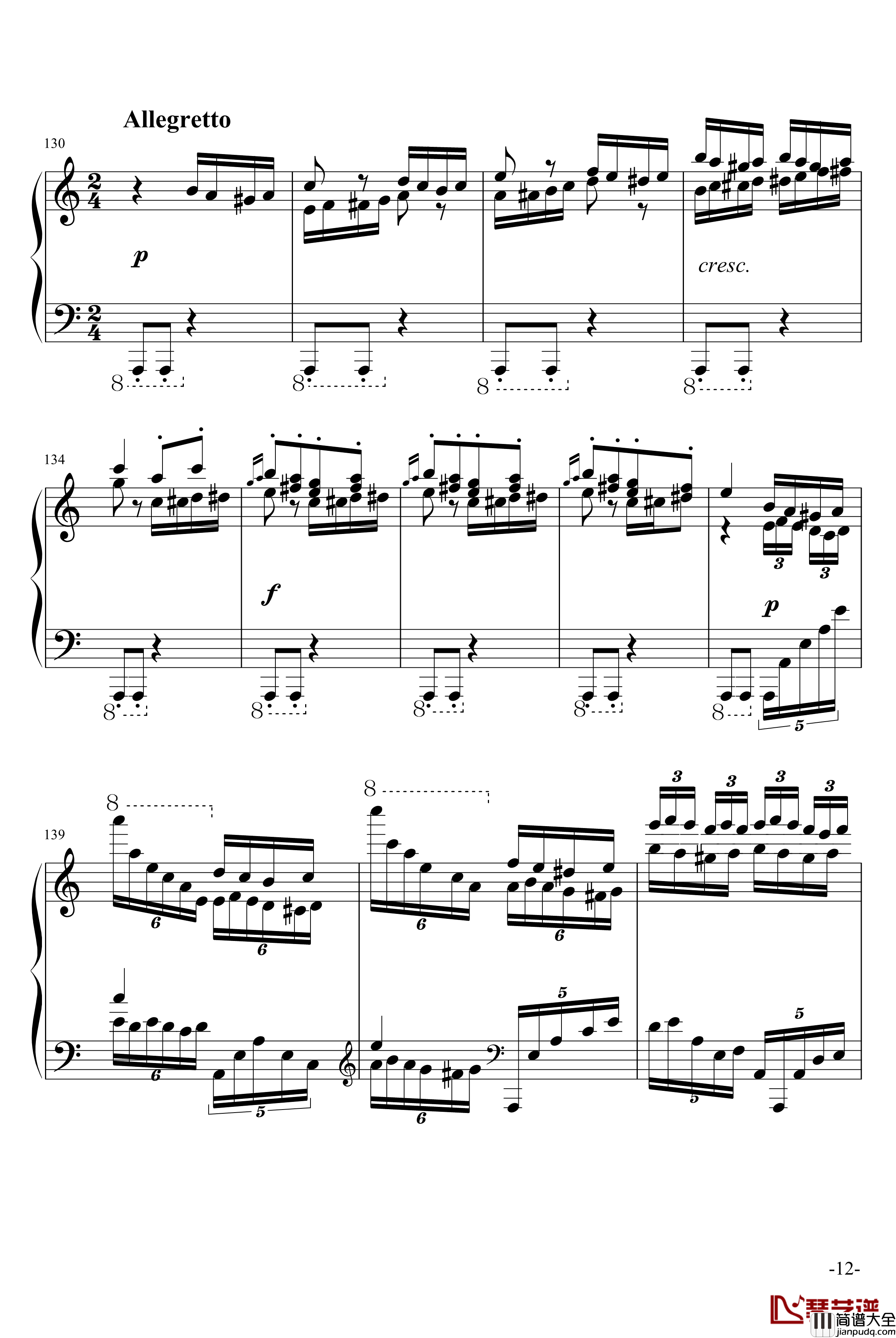 玩命版土耳其进行曲钢琴谱_莫扎特