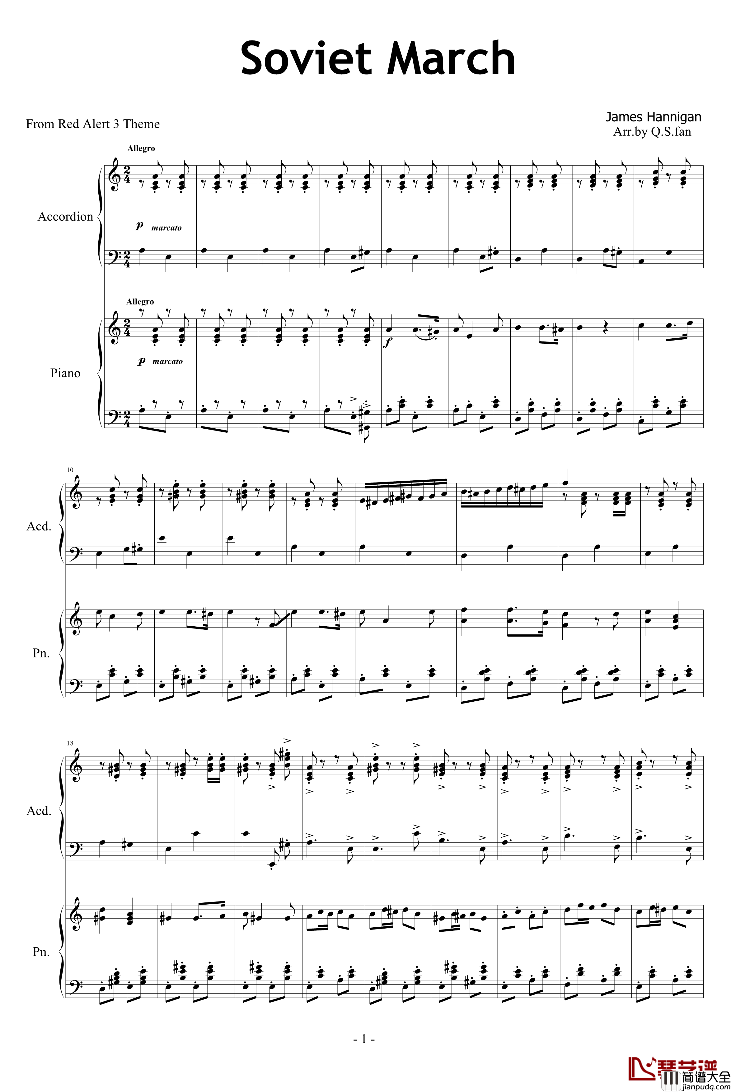 Soviet_March钢琴谱_苏维埃进行曲_齐少凡