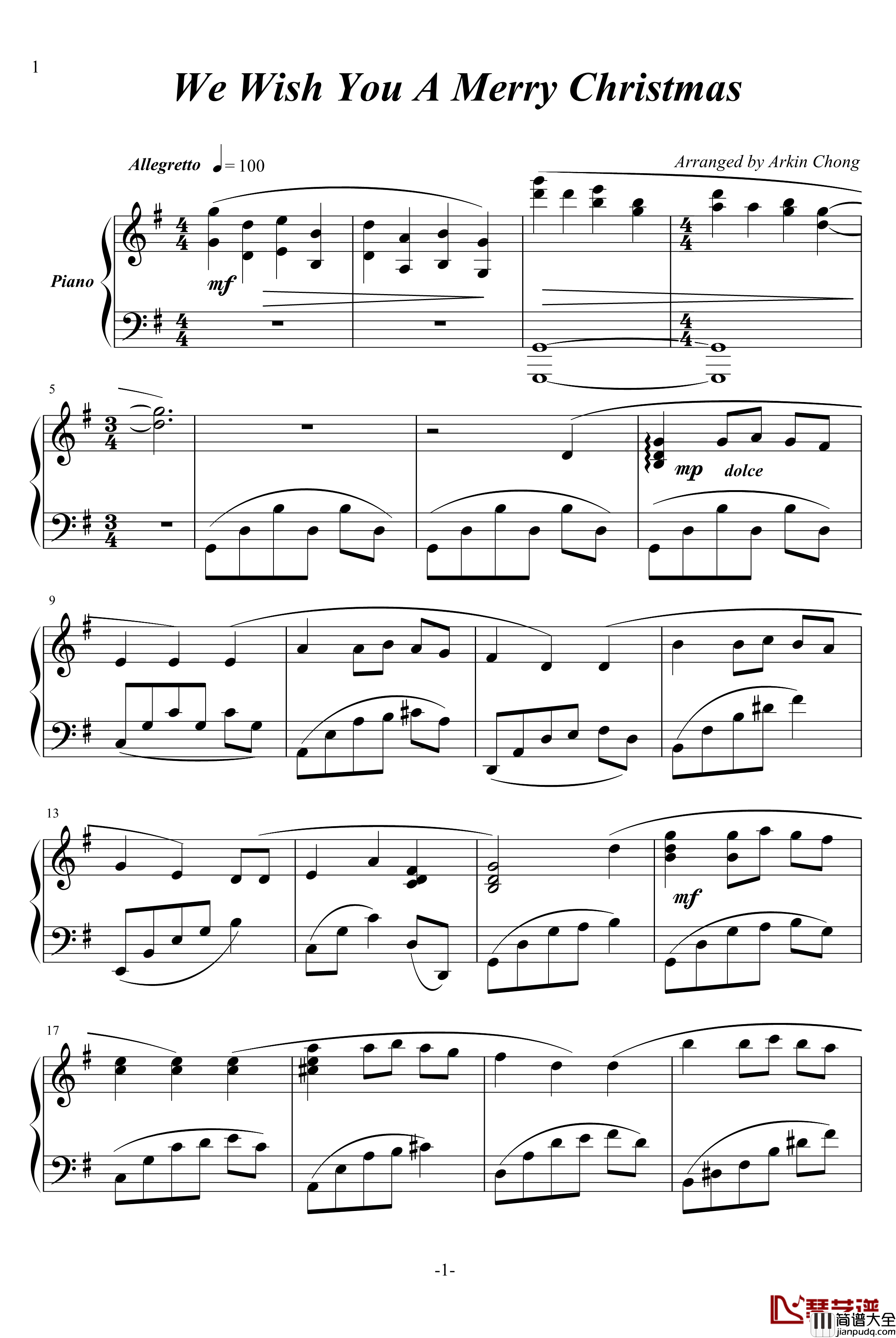 We_Wish_You_A_Merry_Christmas钢琴谱_世界名曲