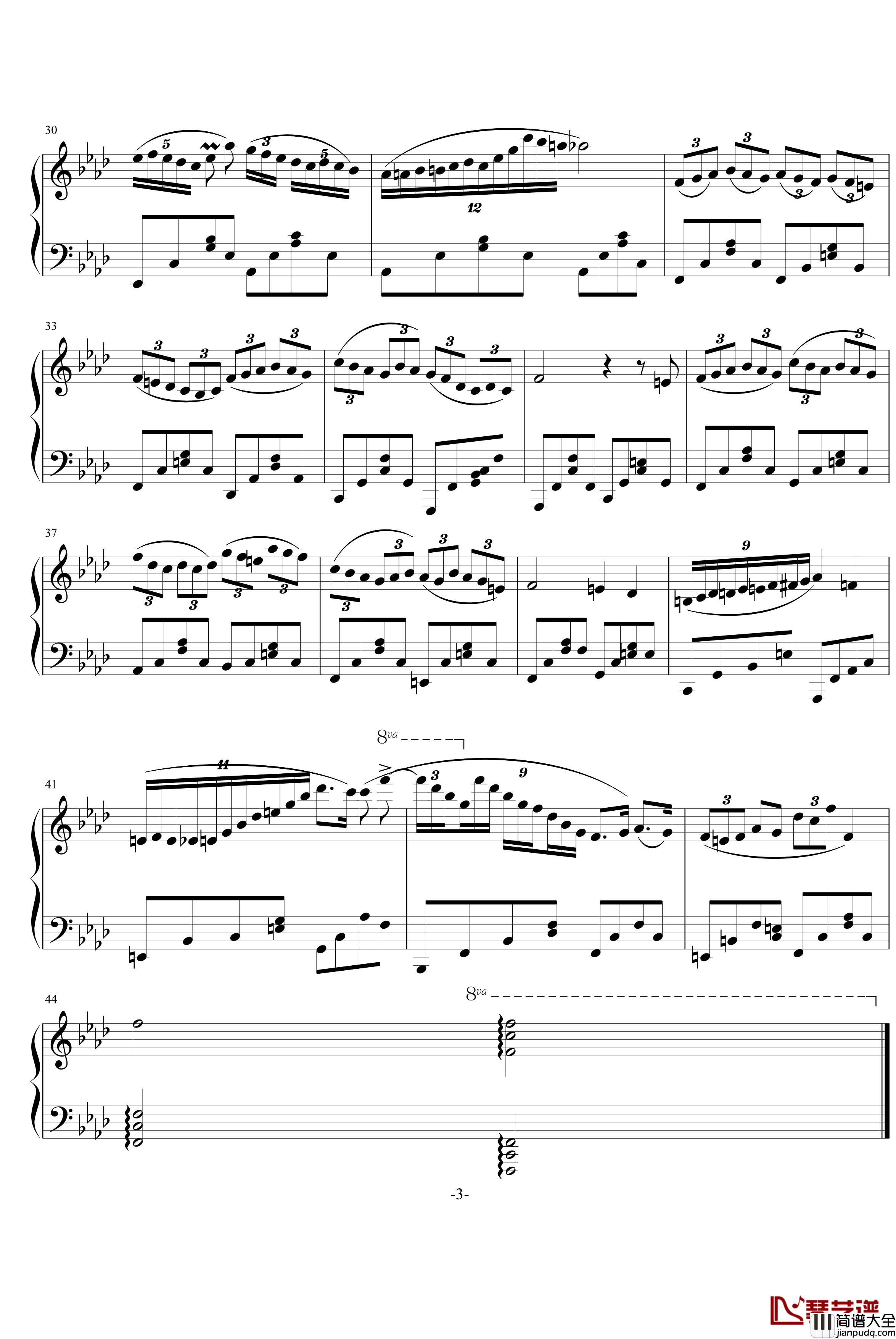 f小调夜曲钢琴谱_AlexLiu