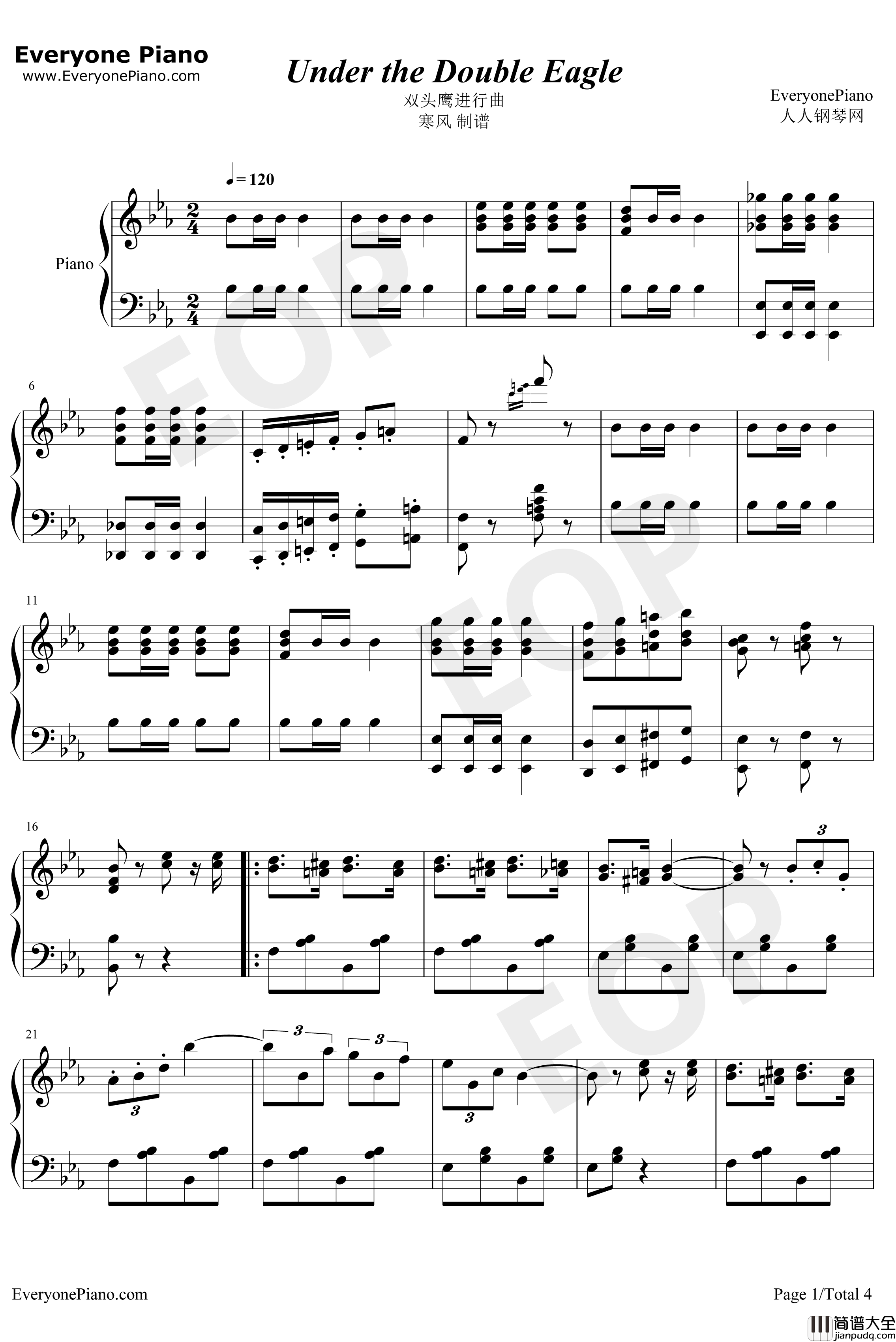 双头鹰进行曲钢琴谱_瓦格纳