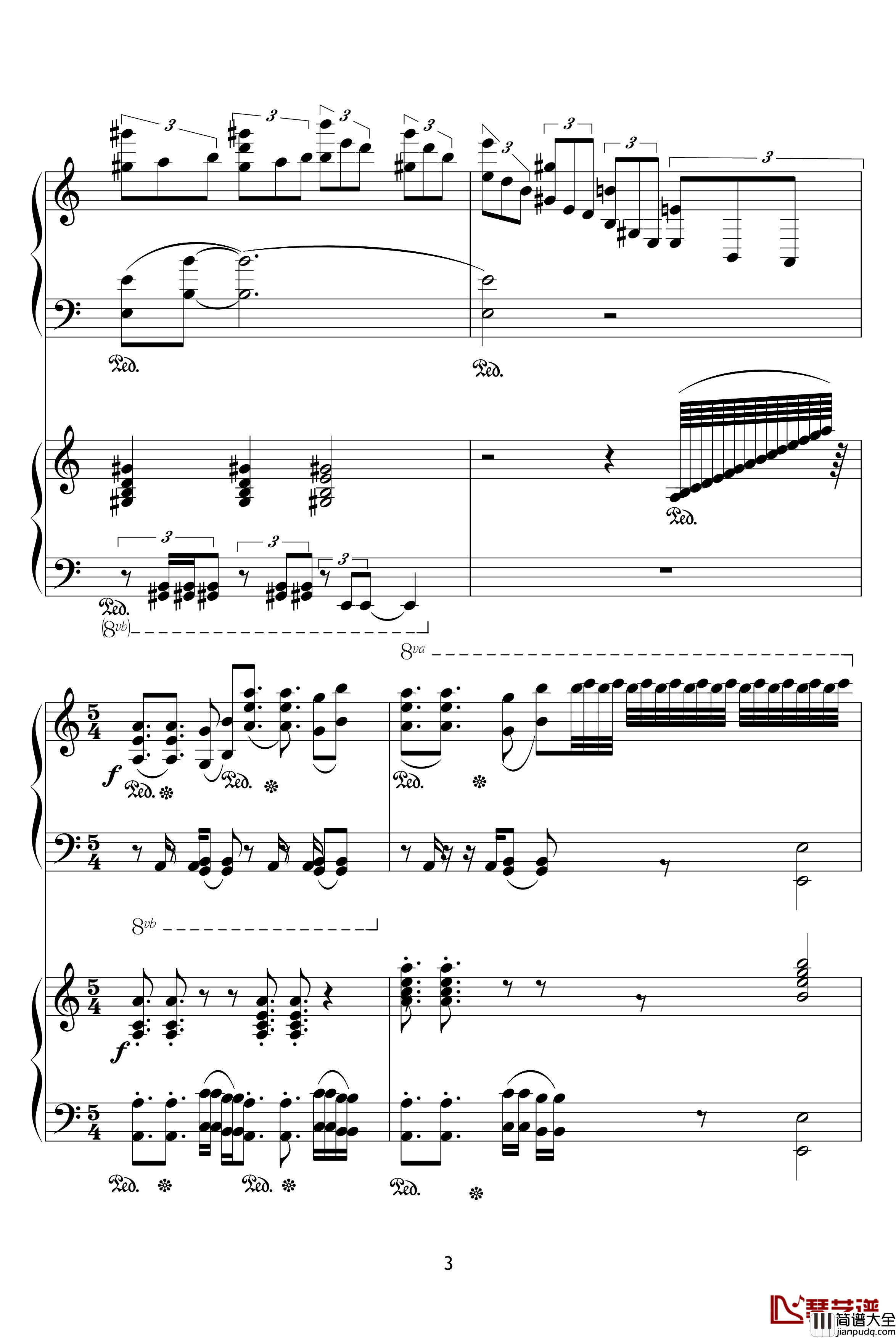 X战记插曲钢琴谱_宿命_双钢琴版_影视