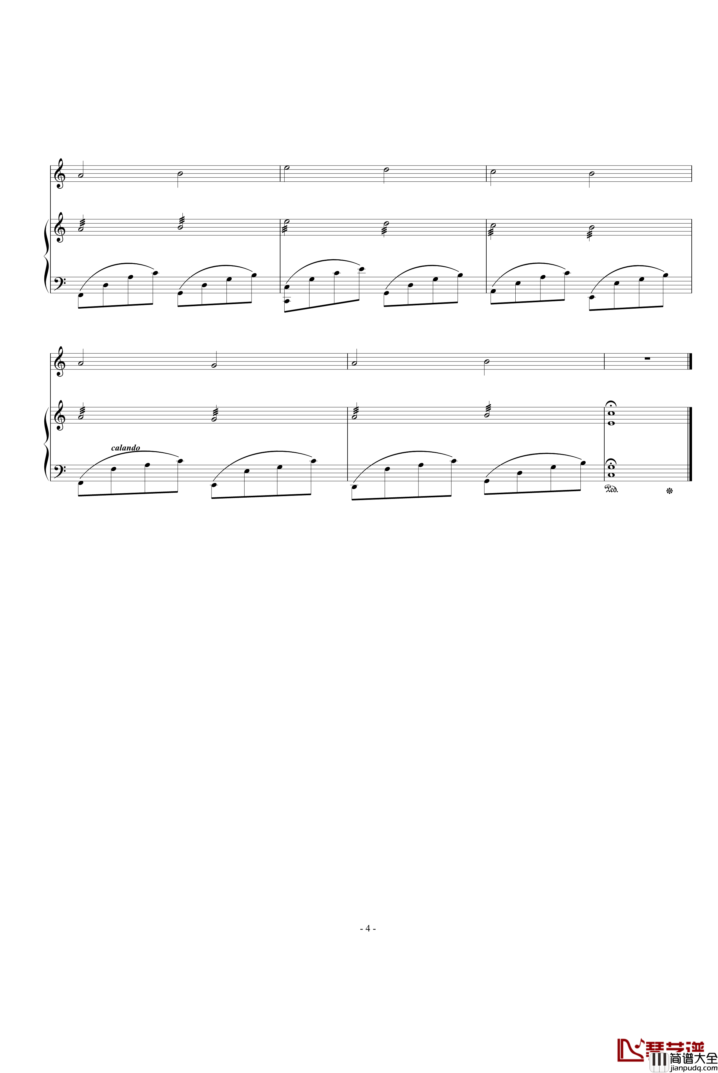 卡农_小提琴&钢琴钢琴谱_camellia修改版_帕赫贝尔_Pachelbel