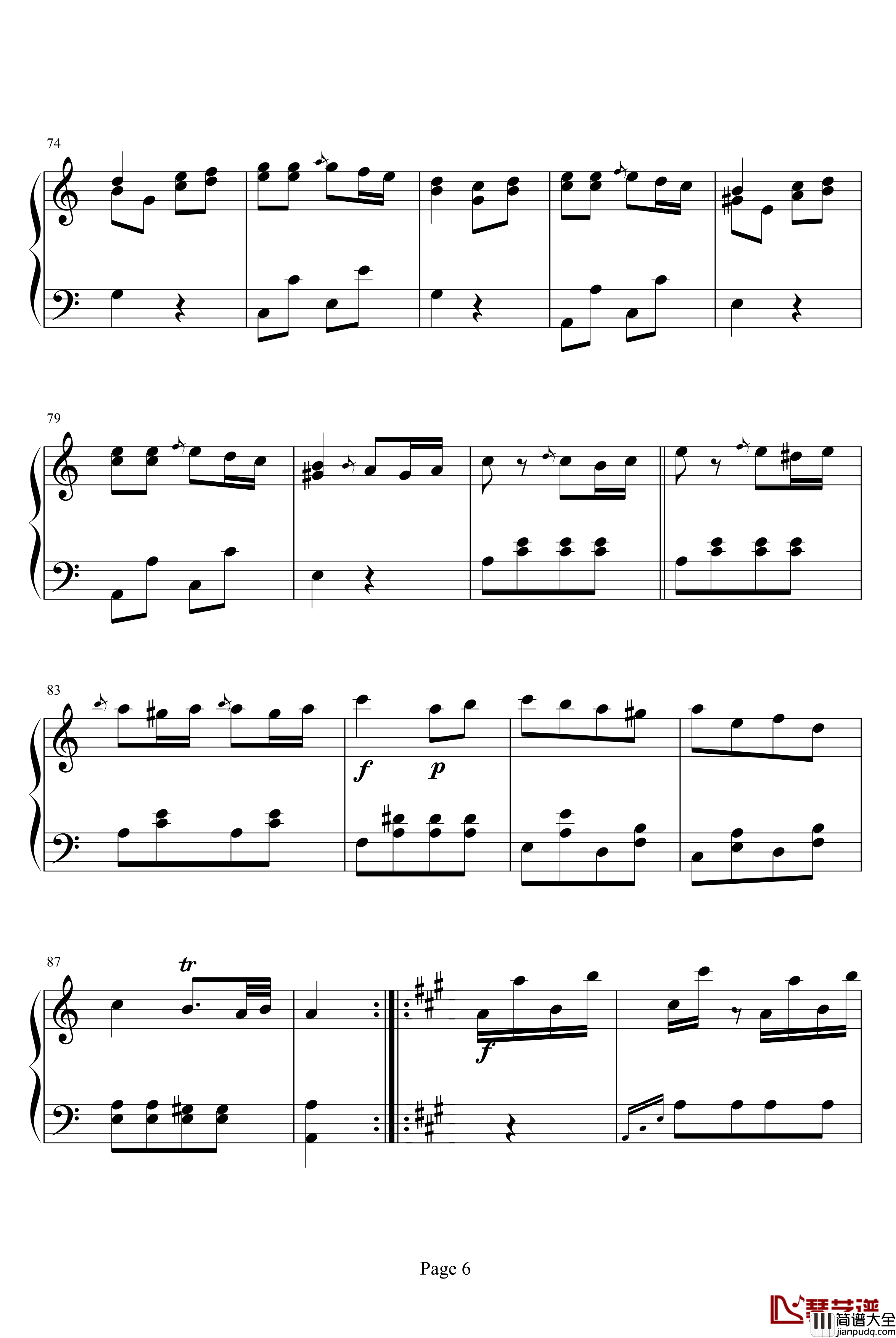 土耳其进行曲钢琴谱_莫扎特