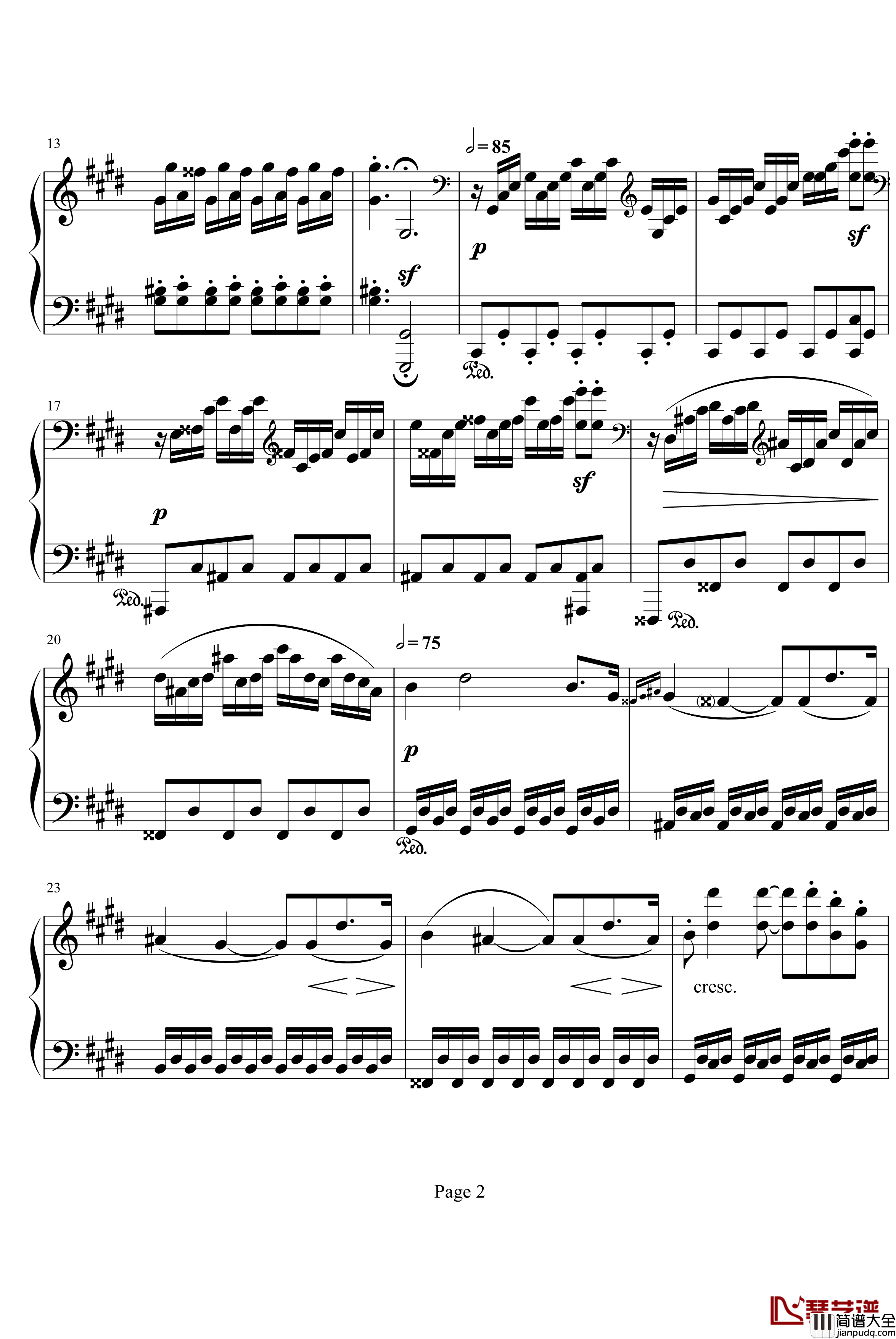 月光奏鸣曲第三乐章钢琴谱_贝多芬_beethoven