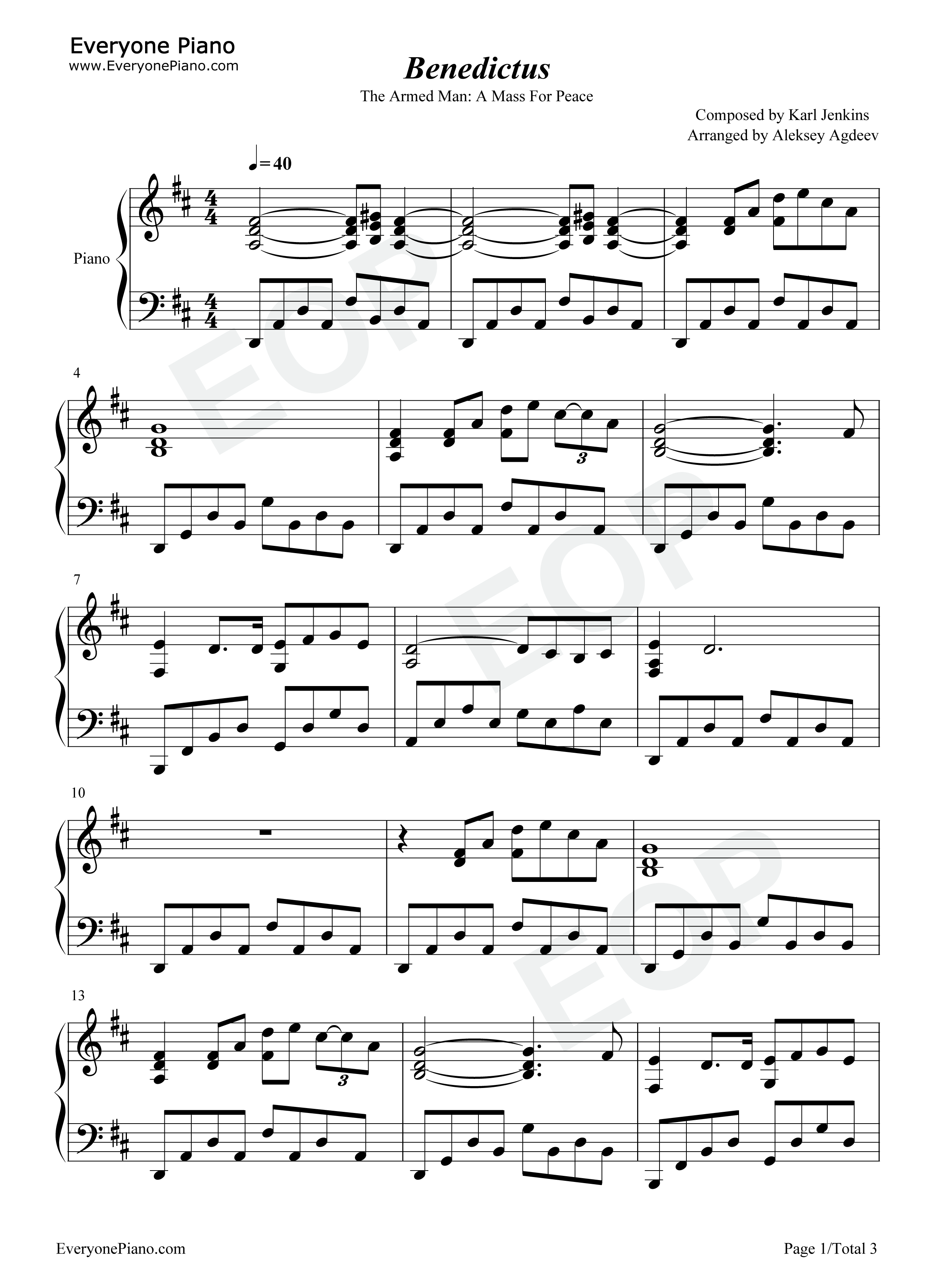 Benedictus钢琴谱_Karl_Jenkins