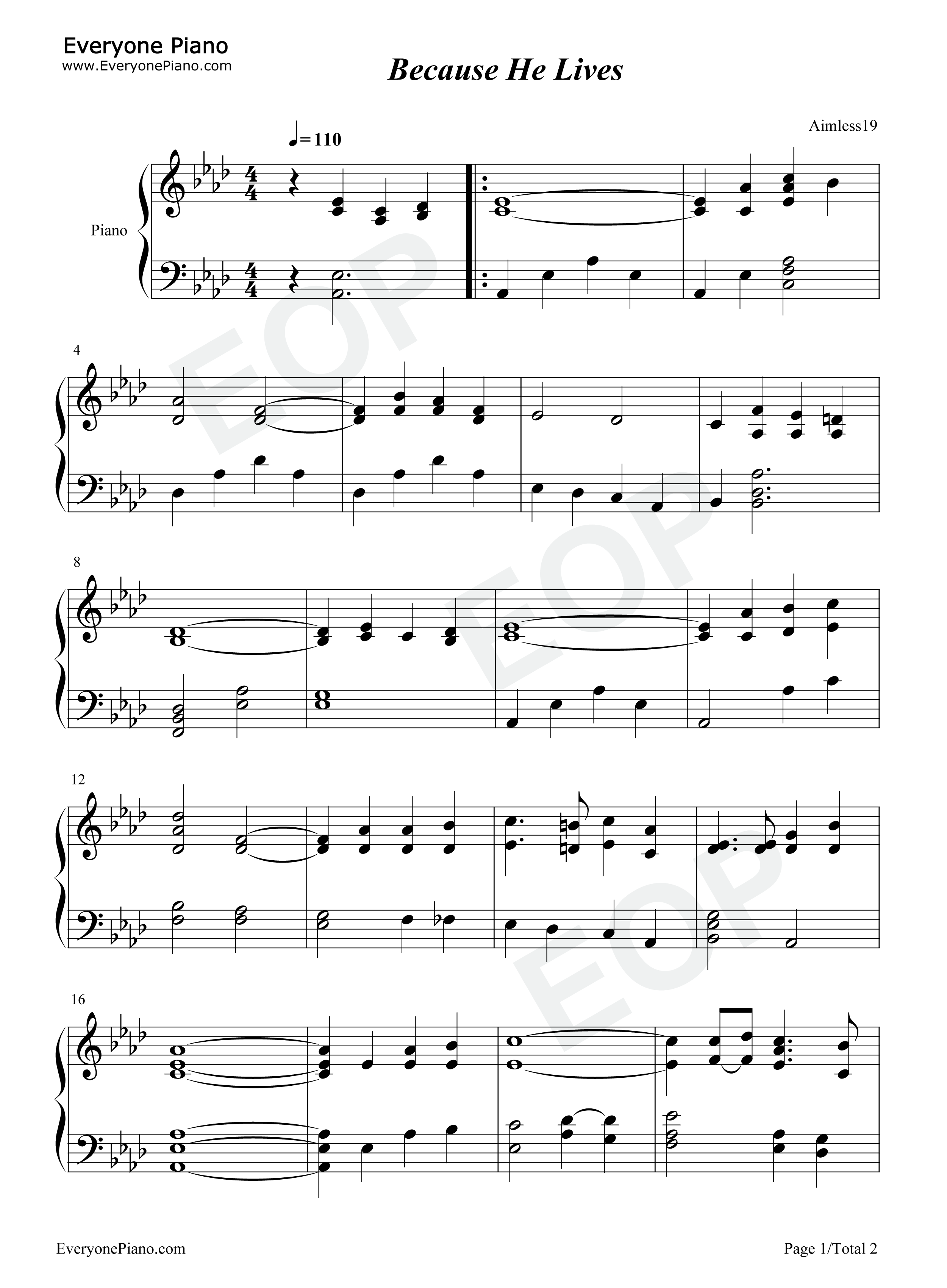 Because_He_Lives钢琴谱_Bill_Gloria_Gaither