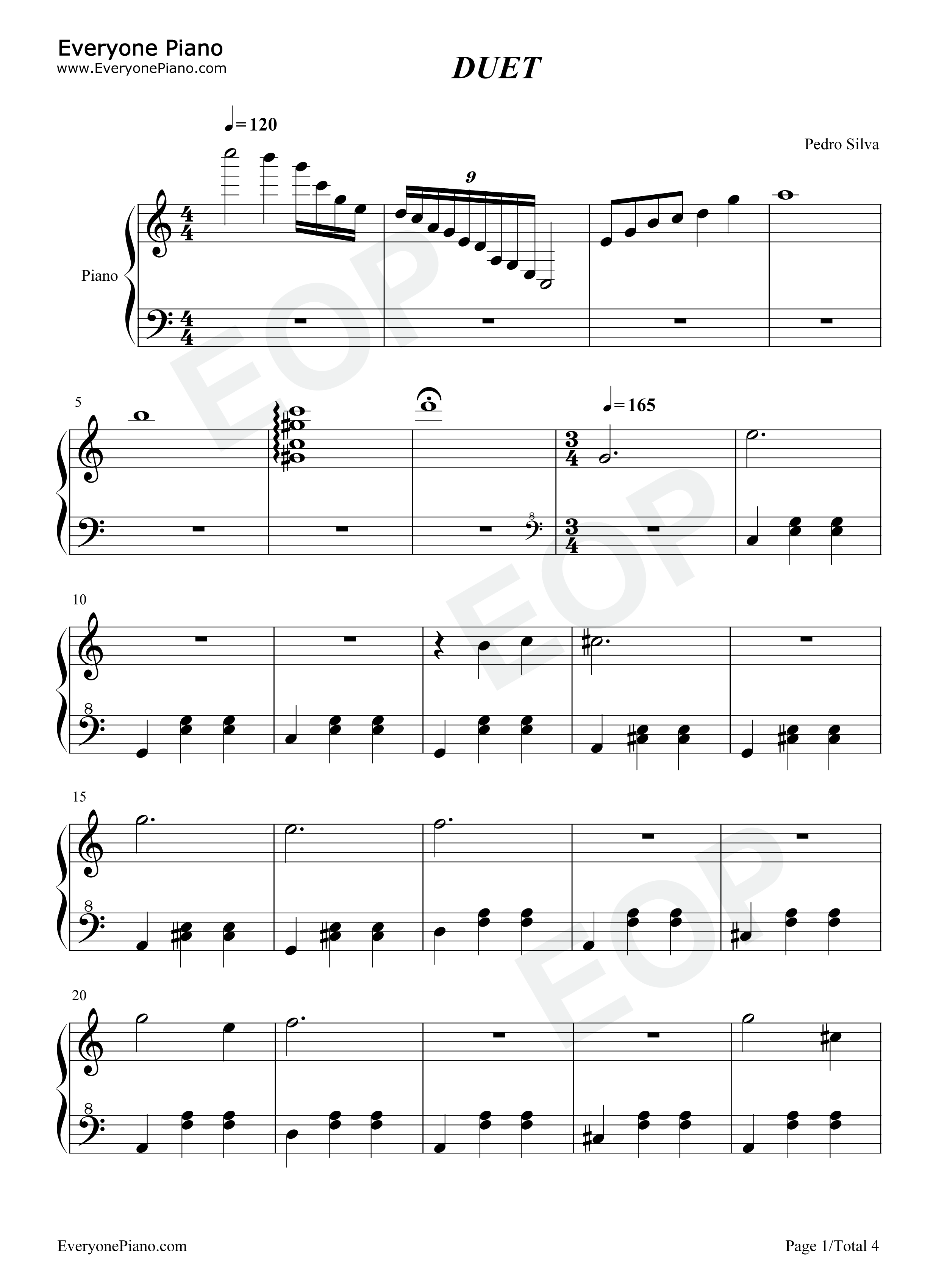 DUET钢琴谱_Pedro_Silva