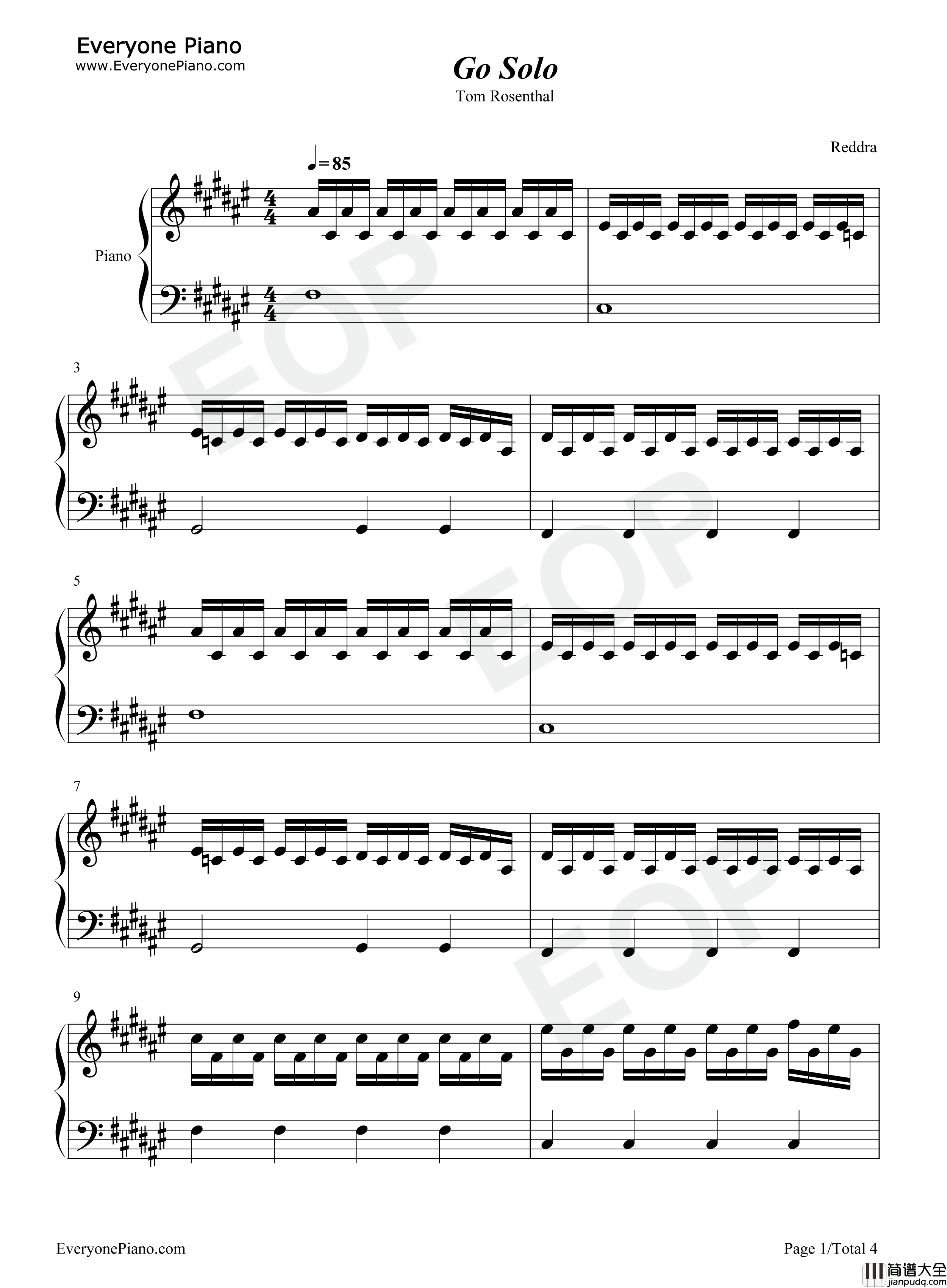 Go_Solo钢琴谱_Tom_Rosenthal