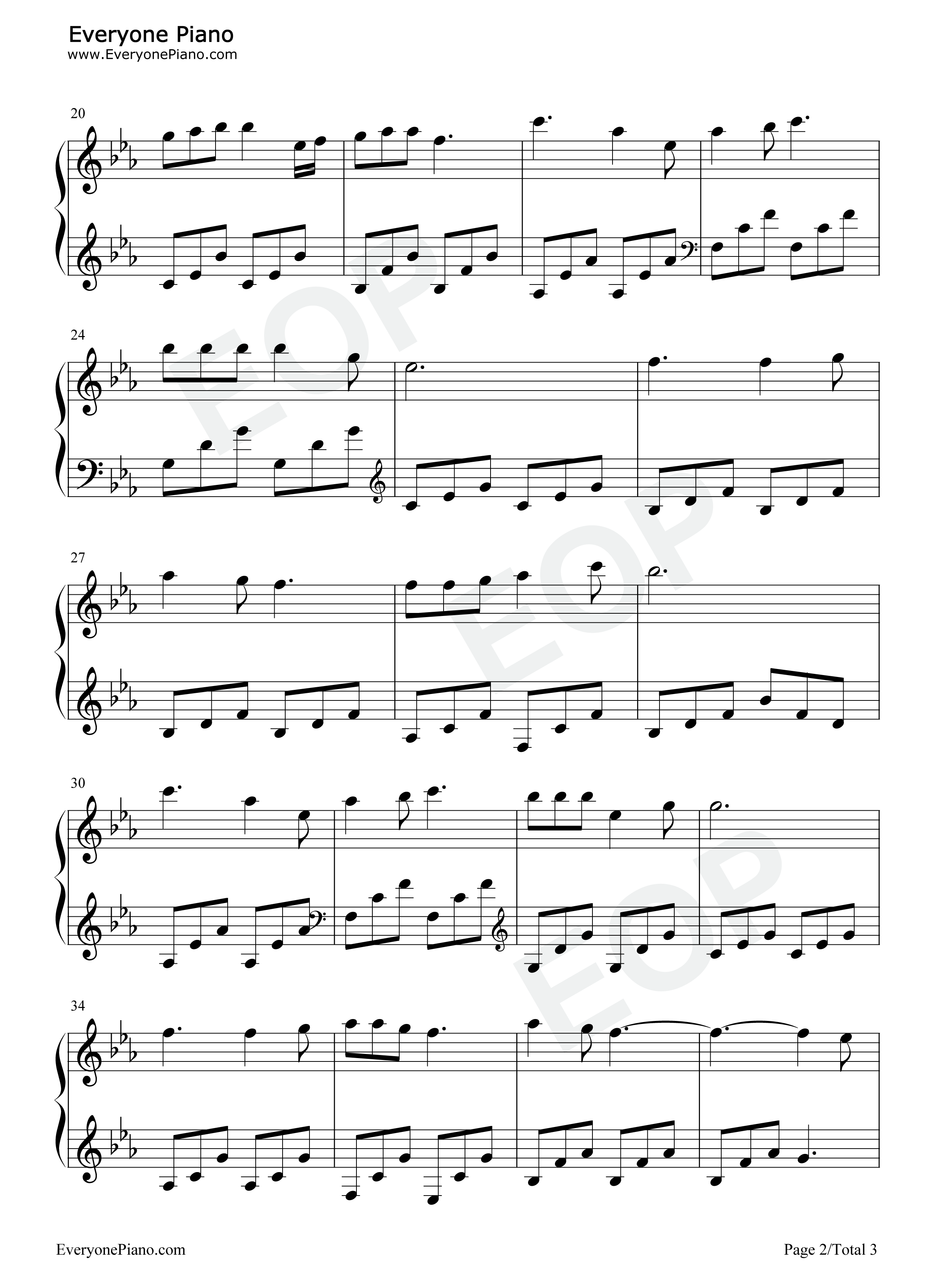 碧波摇篮曲钢琴谱_陈红