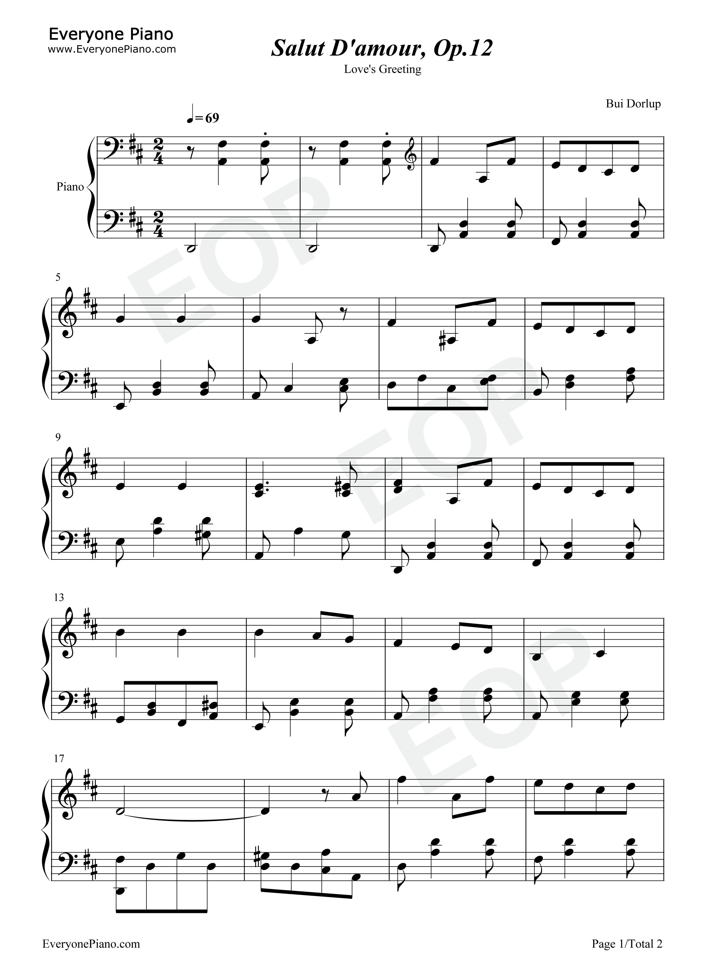 爱的礼赞钢琴谱_Edward_Elgar