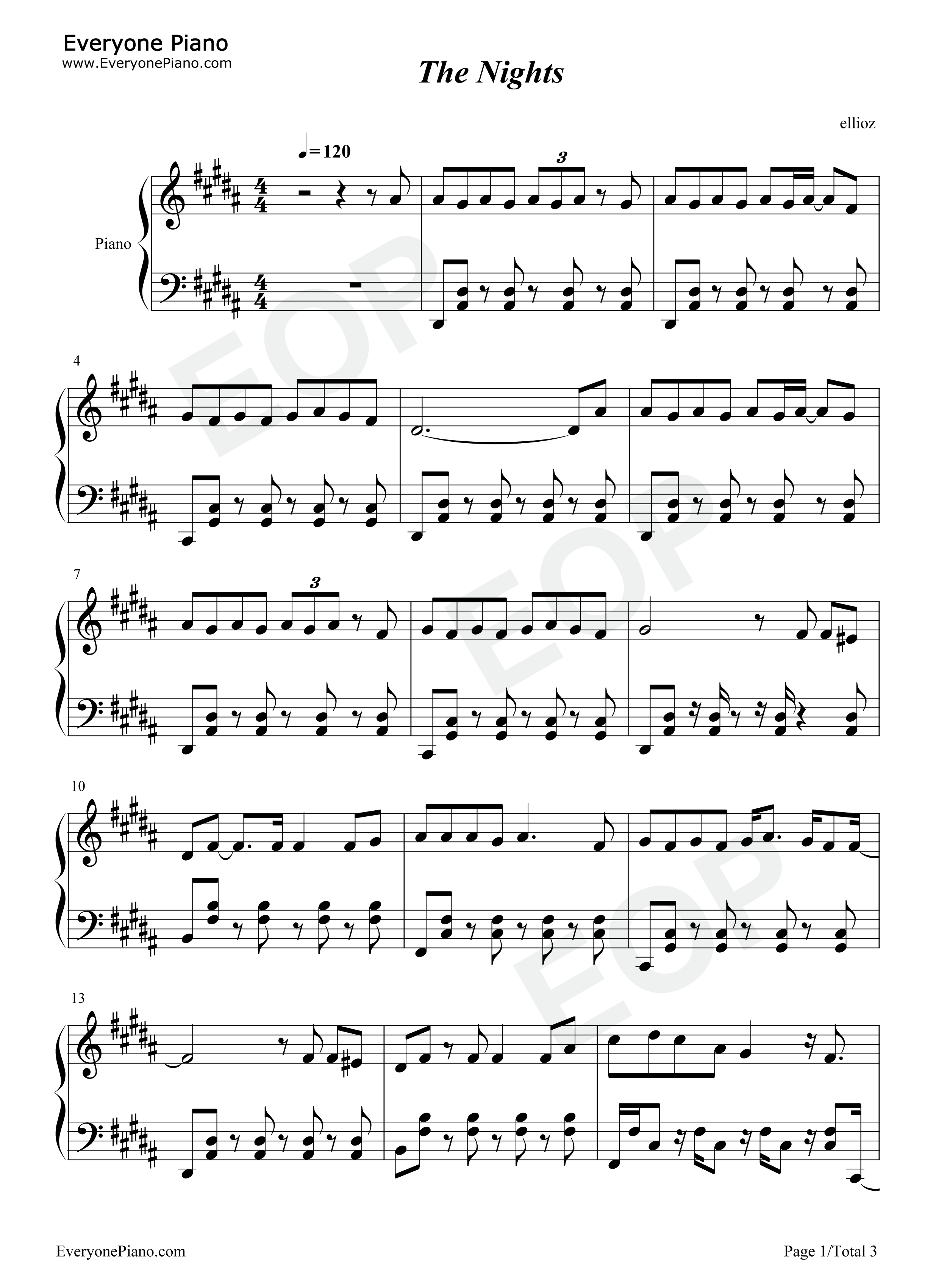 The_Nights钢琴谱_Avicii