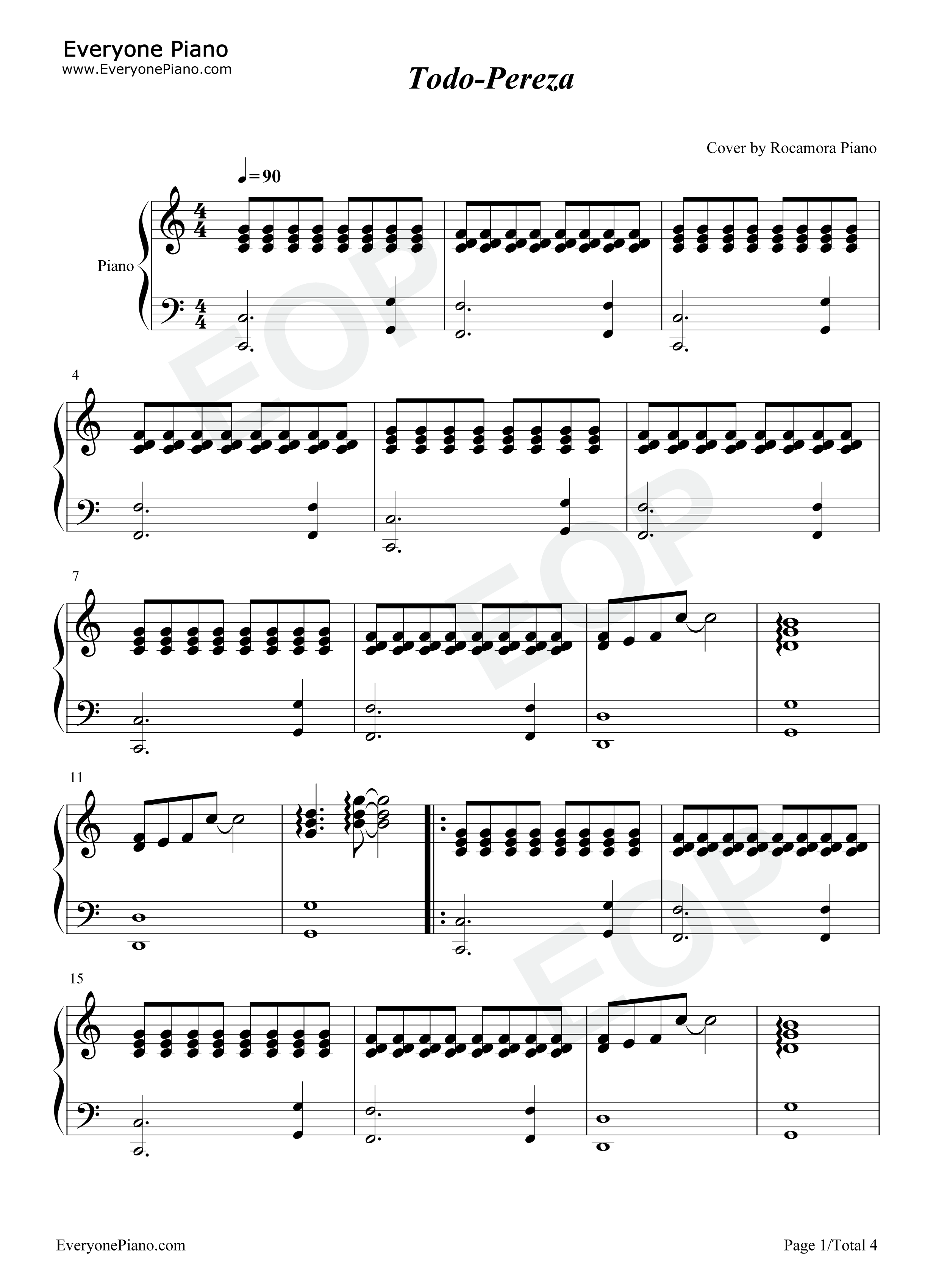 Todo钢琴谱_Pereza